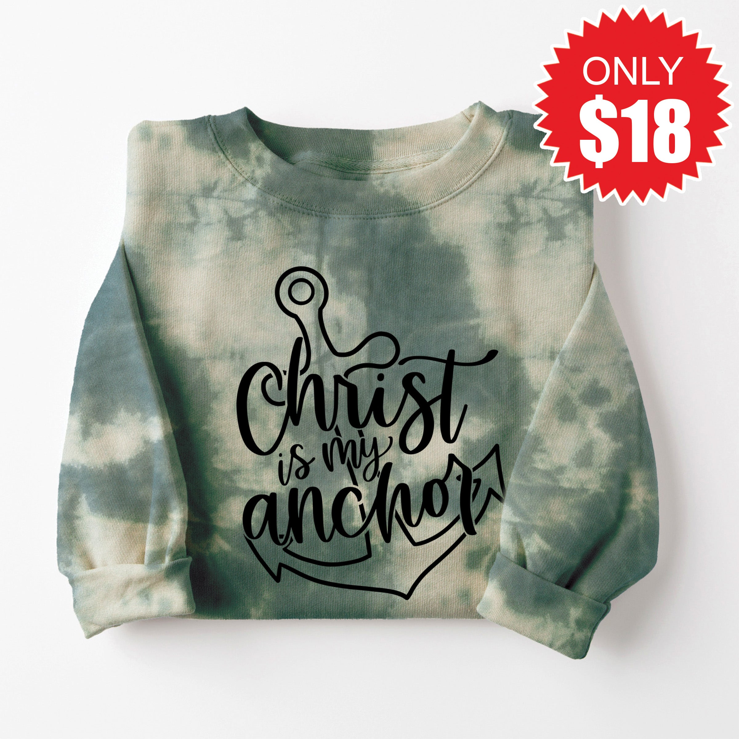 Christ Is My Anchor Sweatshirt - Sapphirine Tie Dye Christian Hoodie - Religious Apparel for Women & Men - Casual Church Wear & Everyday Comfort