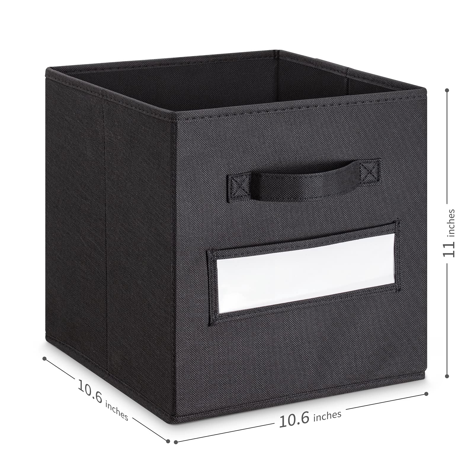11 Inch Foldable Fabric Storage Cubes (Set of 10) - Black Closet Organizers with Labels & Pen - Perfect for Shelves, Closets, Toy Storage & Home Organization