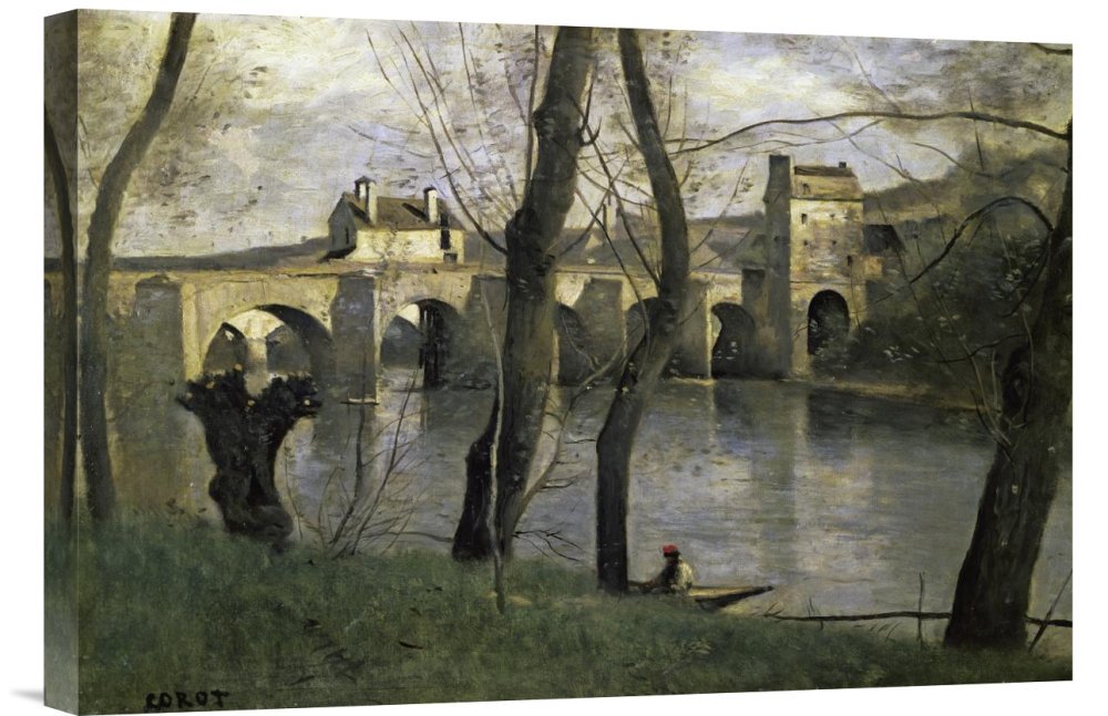 Global Gallery Jean-Baptiste-Camille Corot The Bridge of Nantes Canvas Wall Art Print - Premium Giclee Reproduction for Home & Office Decor
