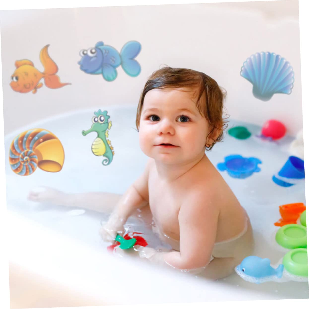 HEMOTON 4 Pack Waterproof Bathroom Wall Decals - Fun PVC Bathtub Stickers for Kids Boys & Girls - DIY Shower Tile Decor for Nursery, Playroom & Bathroom Makeover