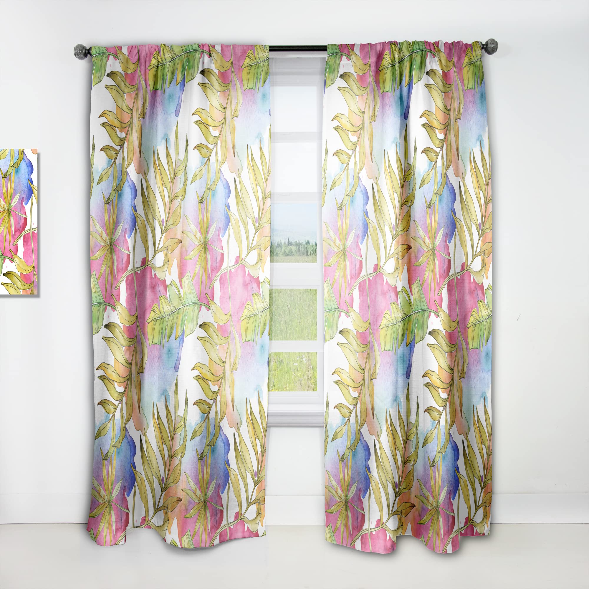 DesignQ Thermal Insulated Single Panel Curtains - Tropical Foliage IV Print - 52x84 Inches - Blackout Drapes for Bedroom & Living Room - Perfect for Home Decor, Privacy & Temperature Control