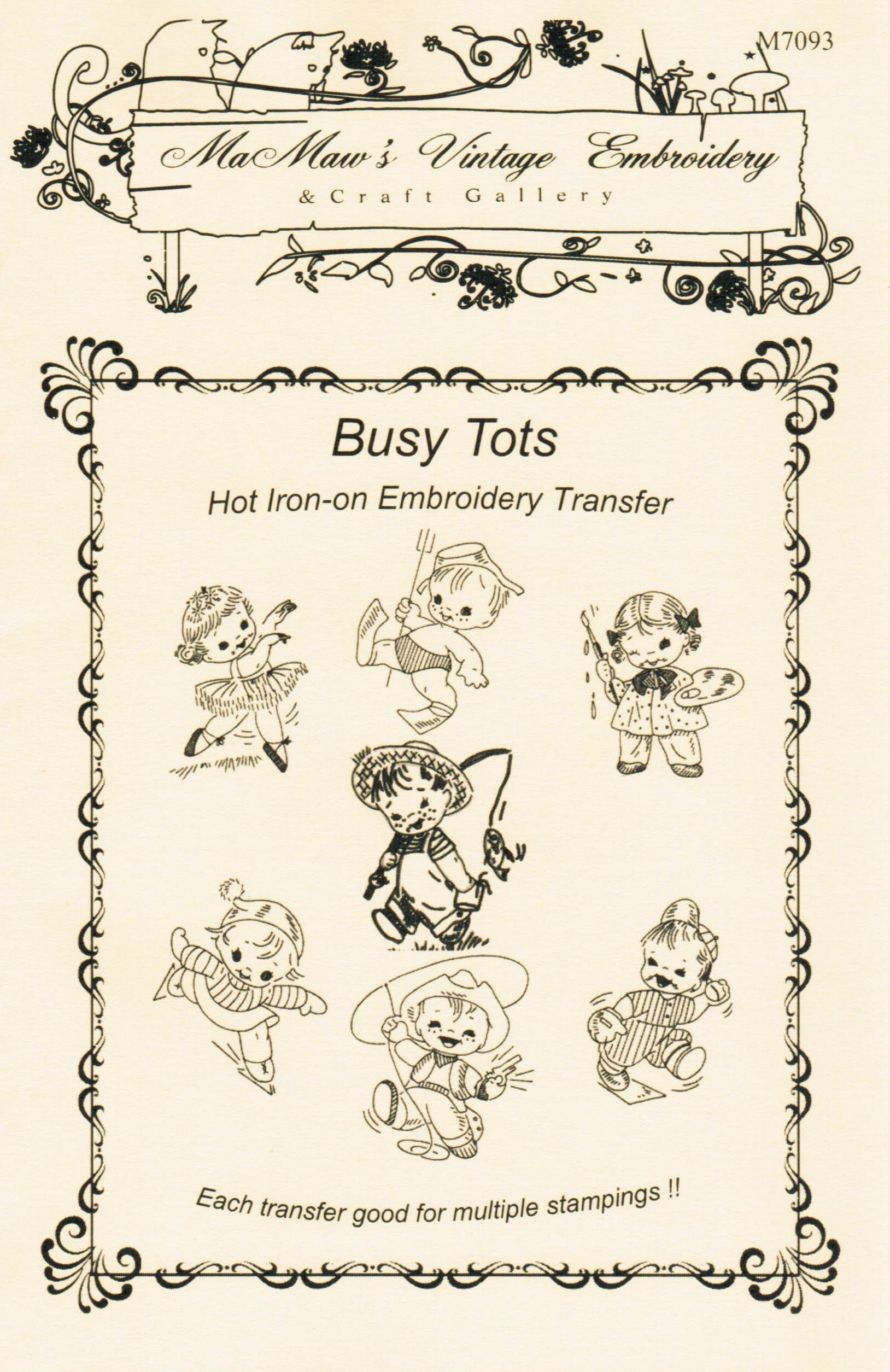 Busy Tots Children's Play Iron-On Embroidery Transfers - Easy DIY Applique for Kids Clothes & Crafts