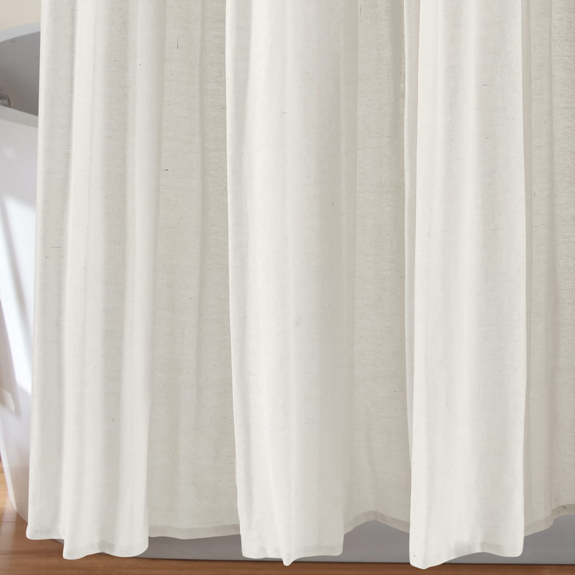 Rustic Linen Shower Curtain with Coconut Buttons - Dark Gray & White Farmhouse Bath Decor for Modern Bathrooms