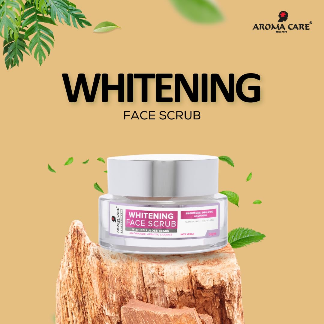 Aroma Care Pro Whitening Face Scrub 50g - Brightening & Exfoliating Facial Cleanser for Dark Spots, Pigmentation & Glowing Skin | Deep Cleansing for Radiant Complexion | Perfect for Daily Skincare Routine & Spa Treatments