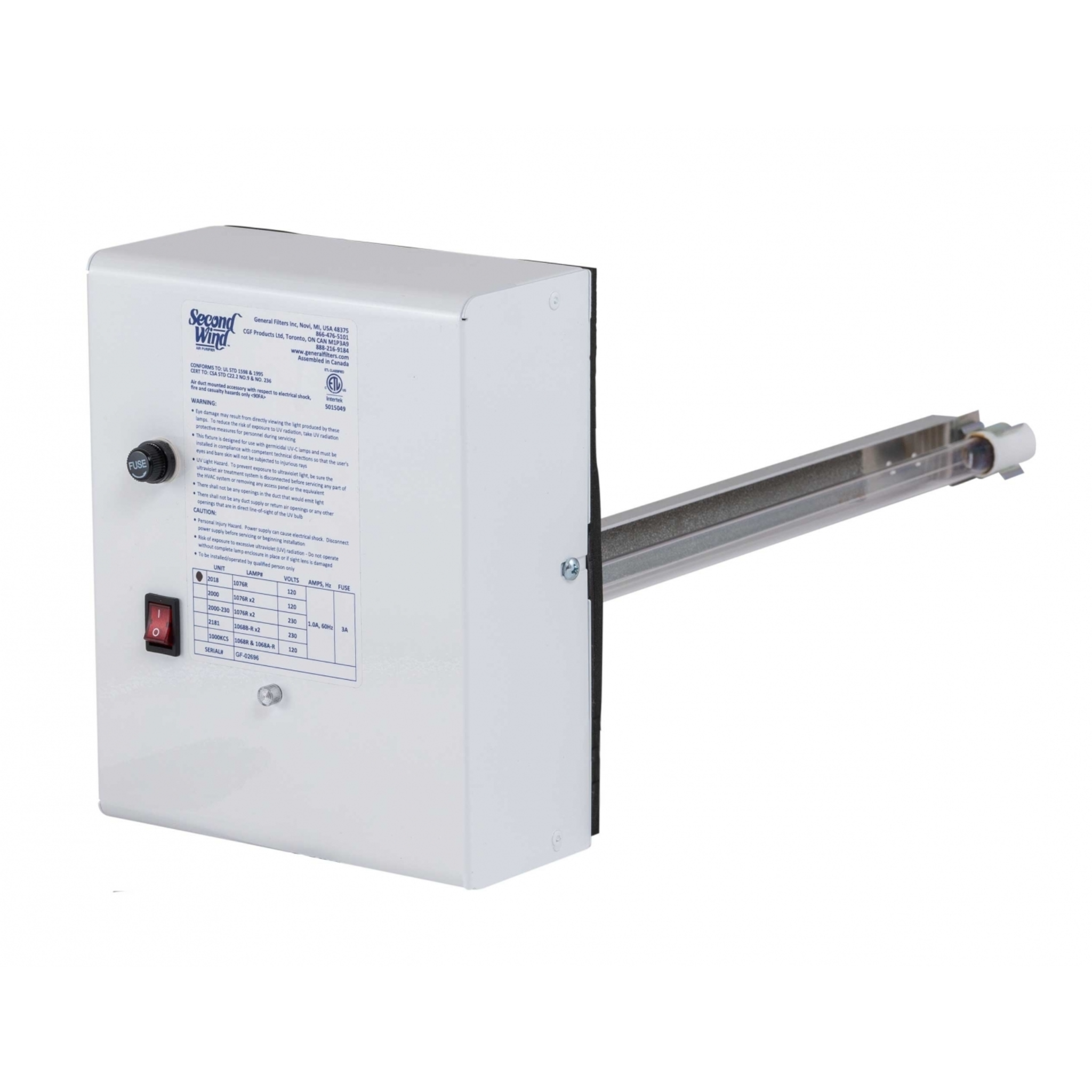 General Filters Second Wind 2000 Dual HO Lamp UVC/PCO Air Purifier - Eliminates Germs & Odors - Ideal for Home, Office & Medical Facilities