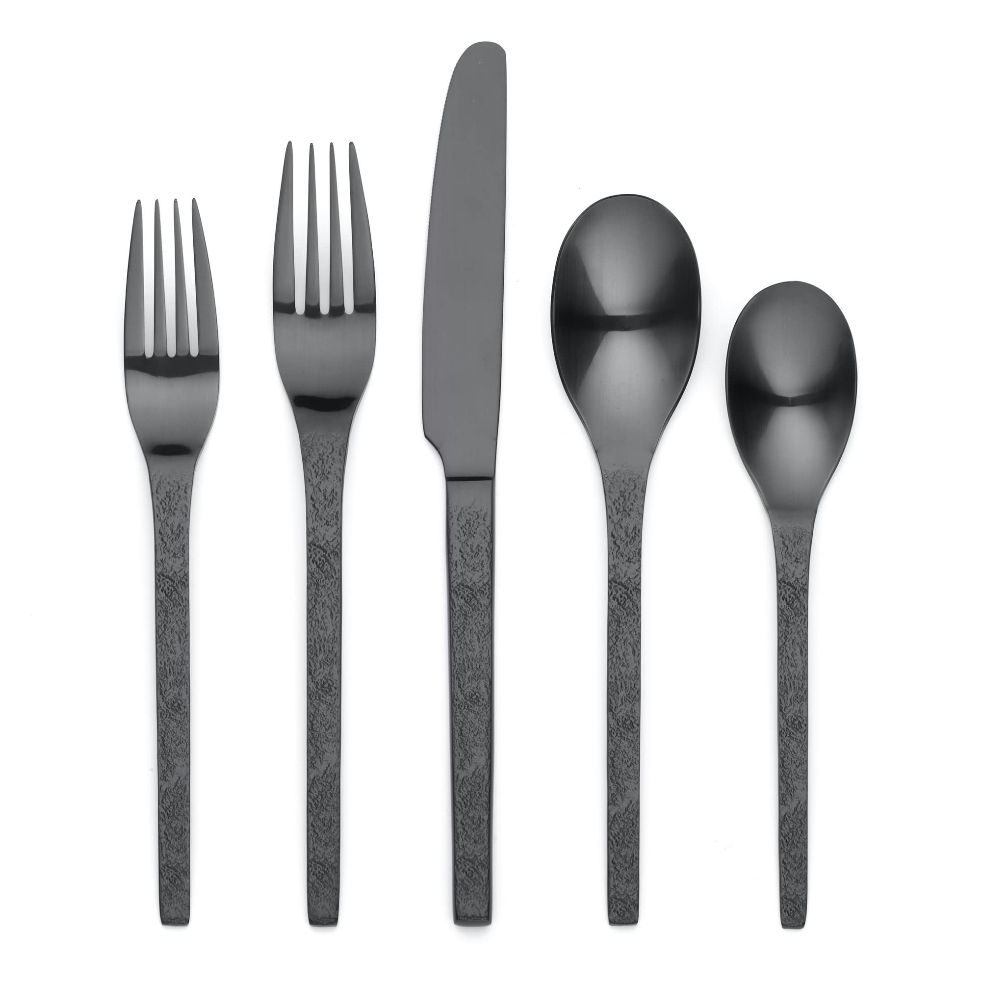 Ornative Eve 20-Piece Flatware Set - Service for 4 - Includes Knives, Forks & Spoons - 18/0 Stainless Steel Silverware - Matte Black Finish - Dishwasher Safe & Durable - Perfect for Everyday Dining, Dinner Parties & Restaurant Use