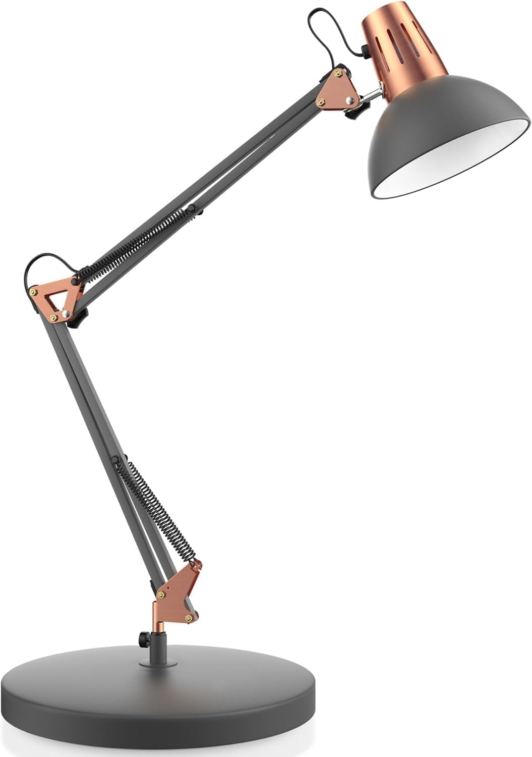Adjustable Metal Gooseneck Desk Lamp with On/Off Switch - Swing Arm Clip-on Reading Light for Bedroom, Study & Office - Perfect for Late-Night Reading, Home Office Work & Dorm Room Study (Sandy Black)