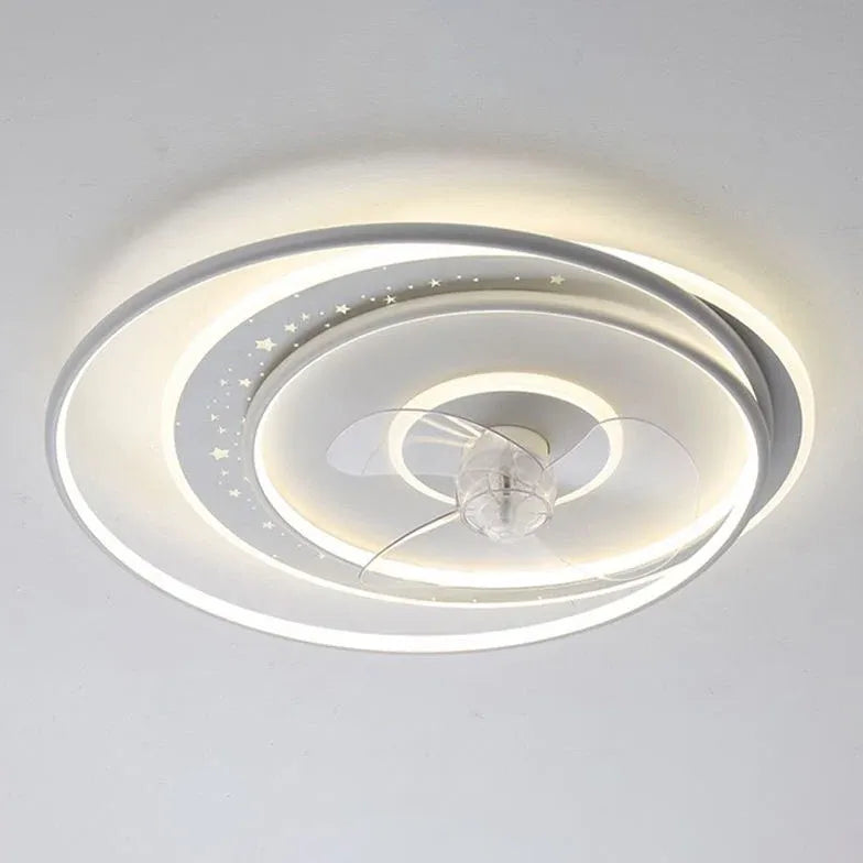 Modern White Irregular Ceiling Fan with LED Light - Energy Efficient Cooling & Stylish Lighting for Living Room, Bedroom, or Patio
