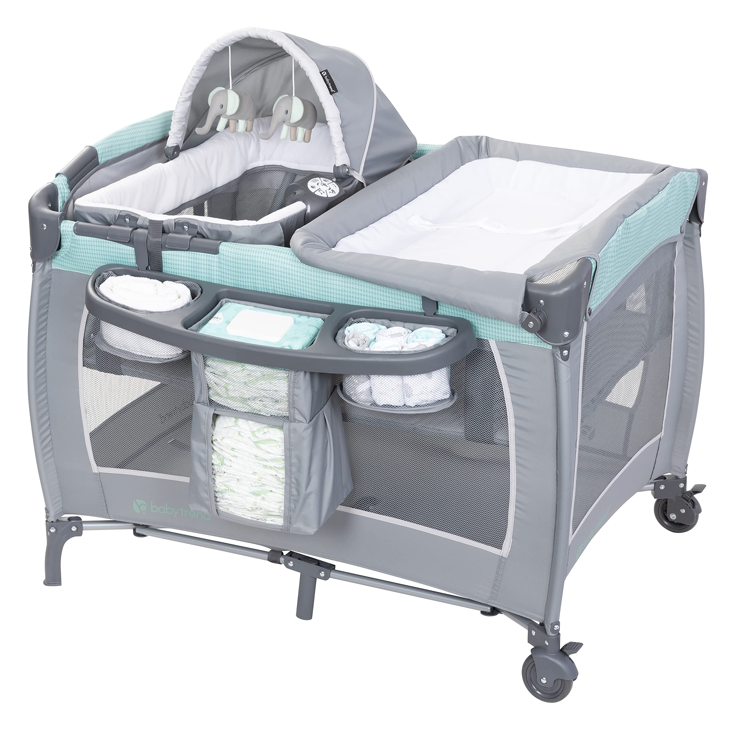 Baby Trend Lil' Snoppe Deluxe III Portable Infant Bassinet - Lightweight & Breathable Cozy Mint Design for Newborns | Perfect for Nursery, Travel & Bedside Sleeping