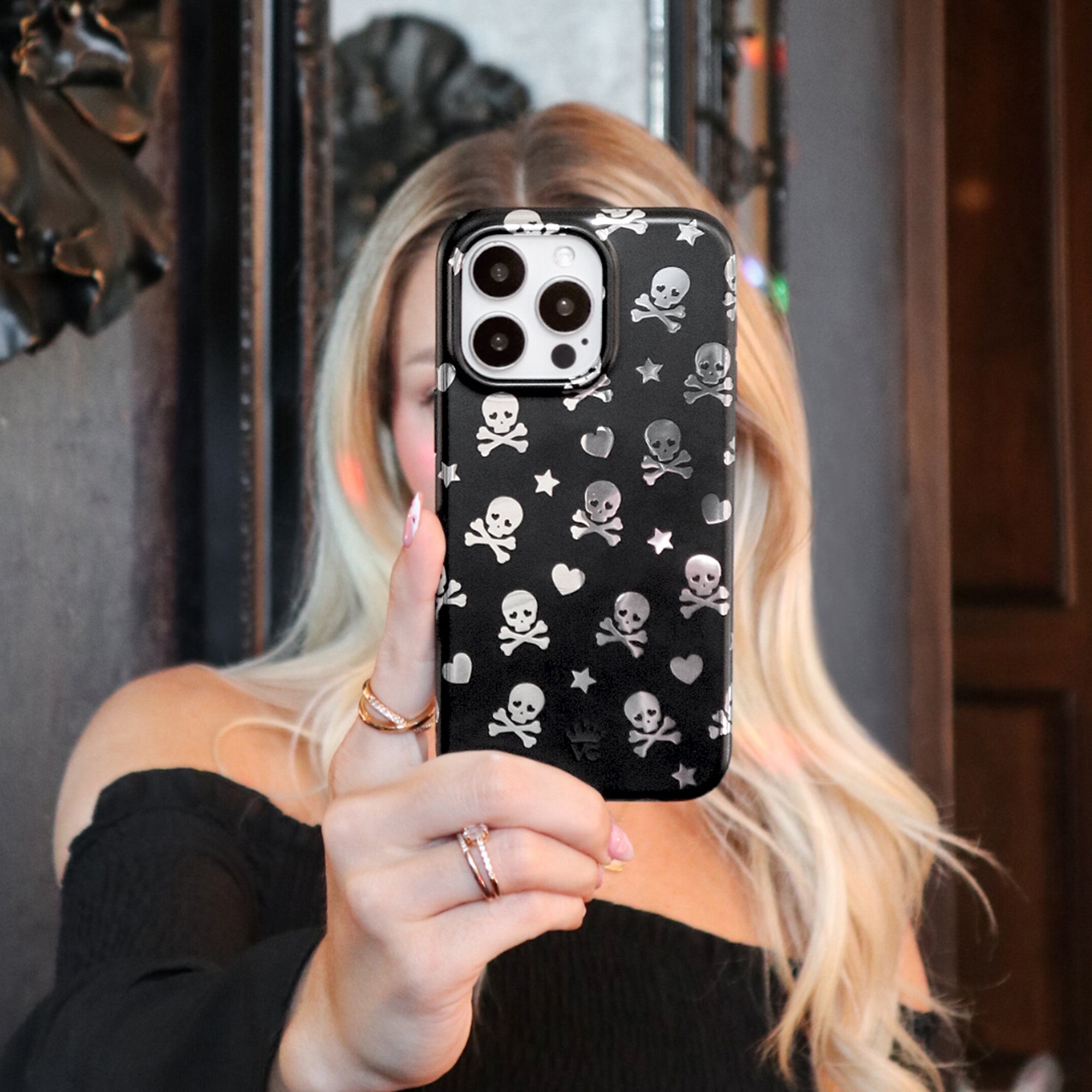 Stylish Chrome Skulls iPhone Case - Trendy Protective Cover for iPhone [Model] - Perfect for Everyday Use, Parties & Gifts