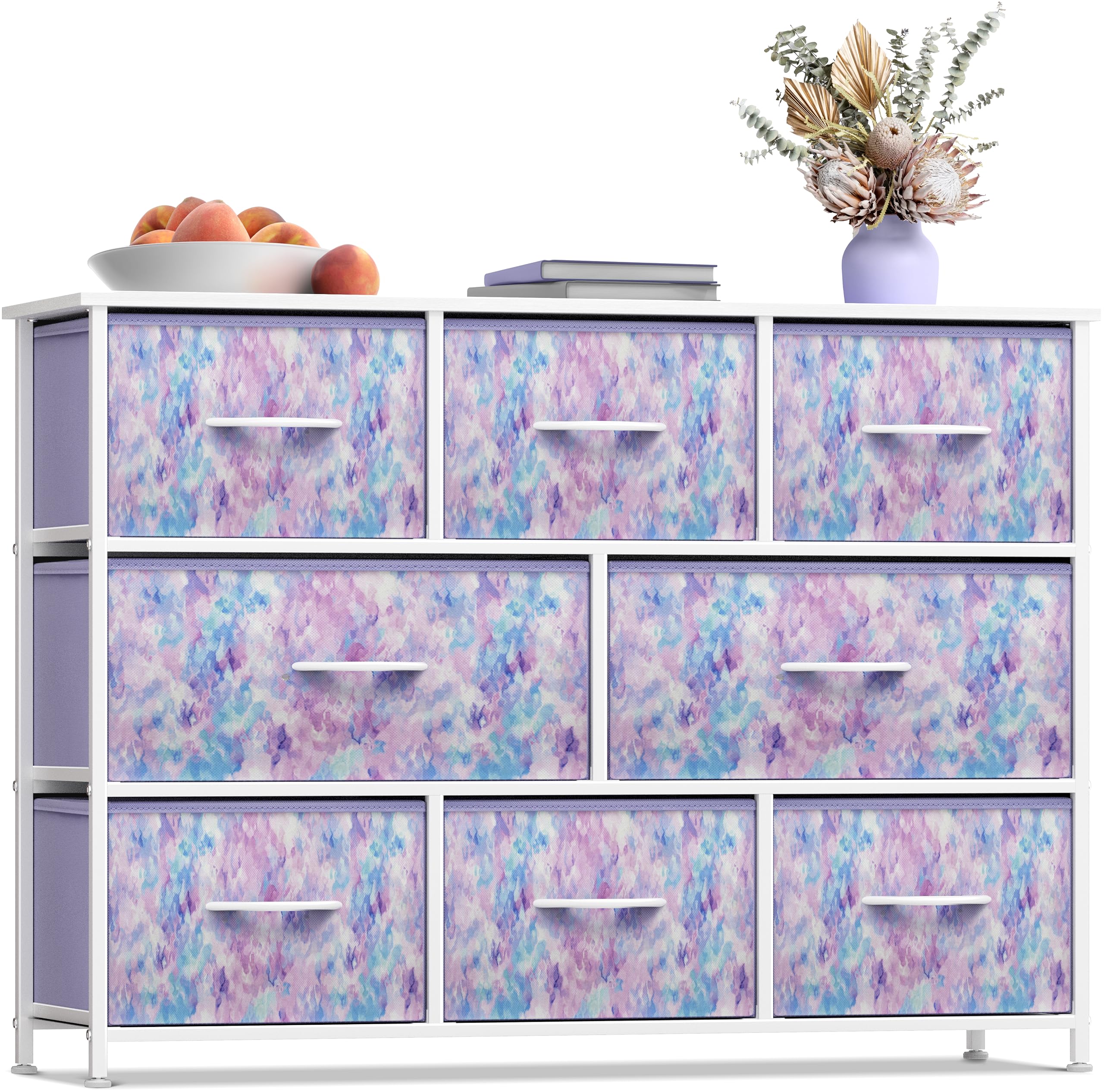Sorbus 8-Drawer Kids Dresser with Steel Frame & Wood Top - Fabric Bin Storage Organizer for Clothes, Toys & Nursery Essentials - Perfect for Bedroom, Hallway, Kids Room & Closet Organization