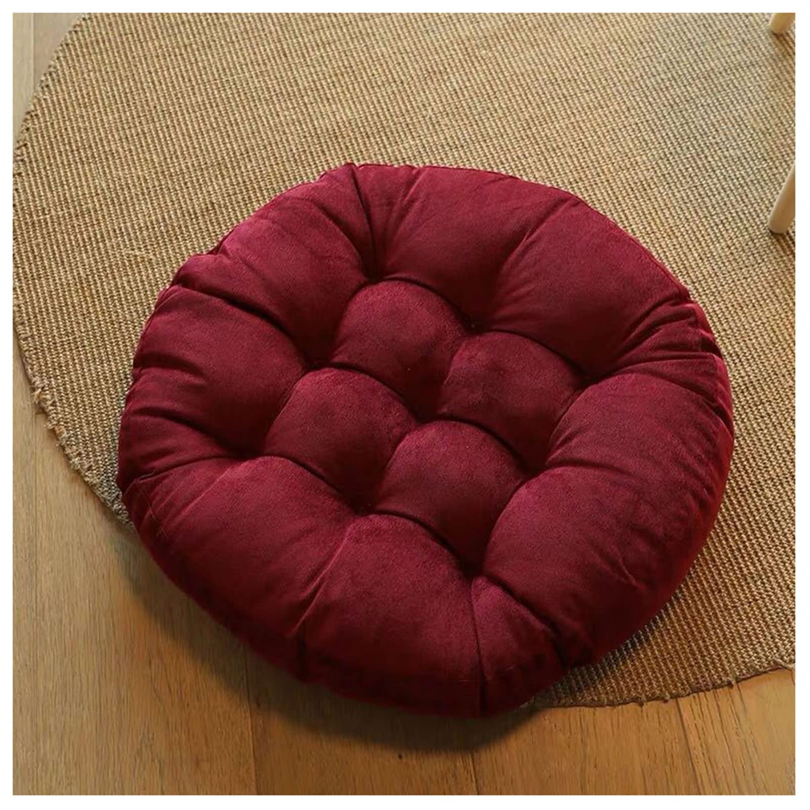 YIZIPADS 21-Inch Round Tufted Chair Cushions for Outdoor & Indoor Use - Patio, Garden, Living Room, Sofa & Balcony Seating - Comfortable Floor & Dining Seat Cushions (Red) - Perfect for Lounging, Entertaining & Relaxing