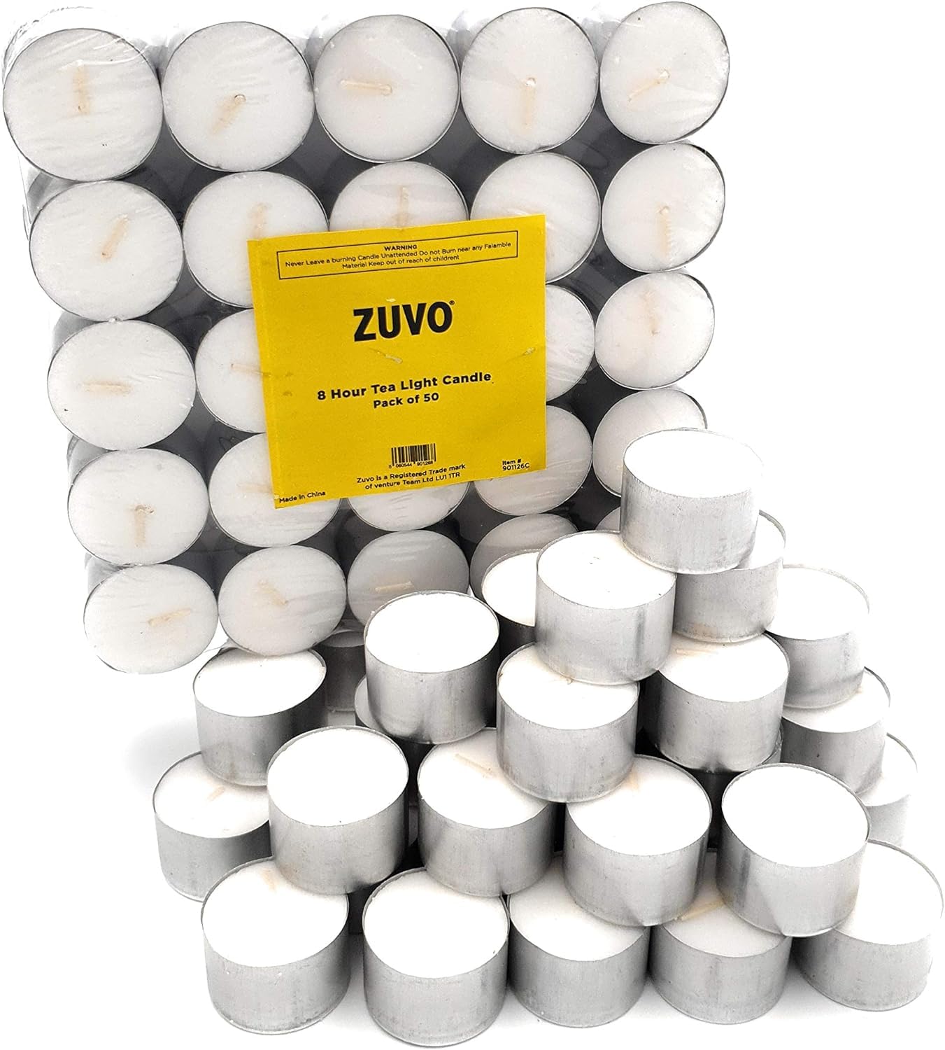 8 Hour Long-Lasting Tea Light Candles (50 Pack) - Unscented, Smokeless White Candles for Weddings, Parties, Home Decor & Relaxation - 3.8 x 2.3 cm, 8-Hour Burn Time - Perfect for Centerpieces, Romantic Dinners & Candle Holders