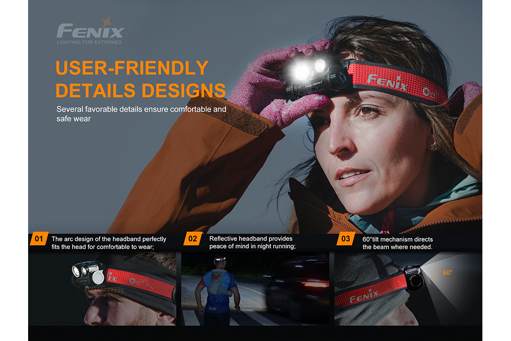 Fenix HM65R-T Rechargeable LED Headlamp for Trail Running, Hiking & Camping - 1400 Lumens, Waterproof Headlight for Outdoor Adventures