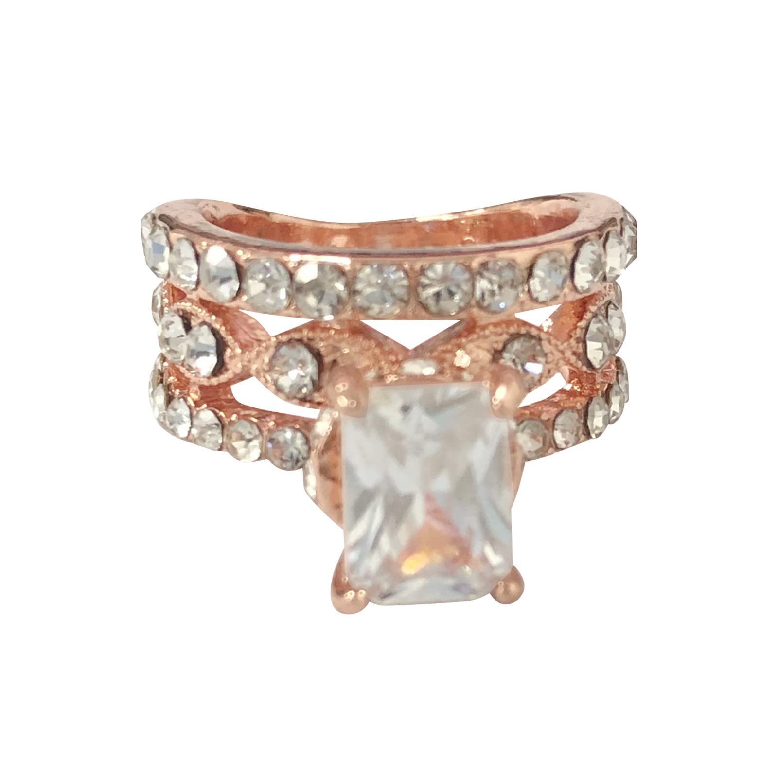Rose Gold Snake Ring Set with Square Zircon - Trendy Women's Fashion Jewelry for Middle Finger or Necklace - Perfect for Parties, Date Nights & Gothic Style Outfits