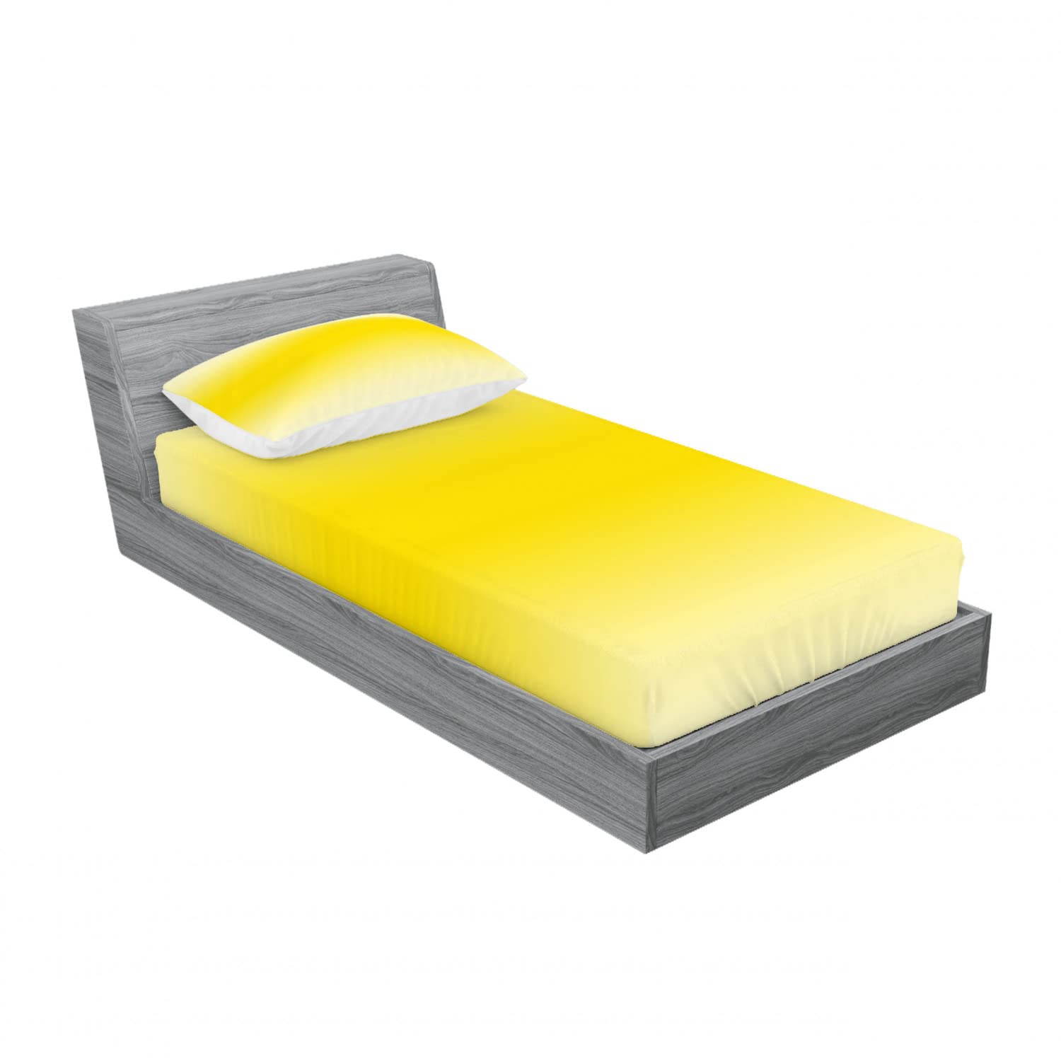 Ambesonne Ombre 2-Piece Twin Bedding Set - Sunny Summer Themed Fitted Sheet & Pillow Sham (Yellow) | 4-Pc Decor for Guest Rooms, Dorms & Vacation Homes