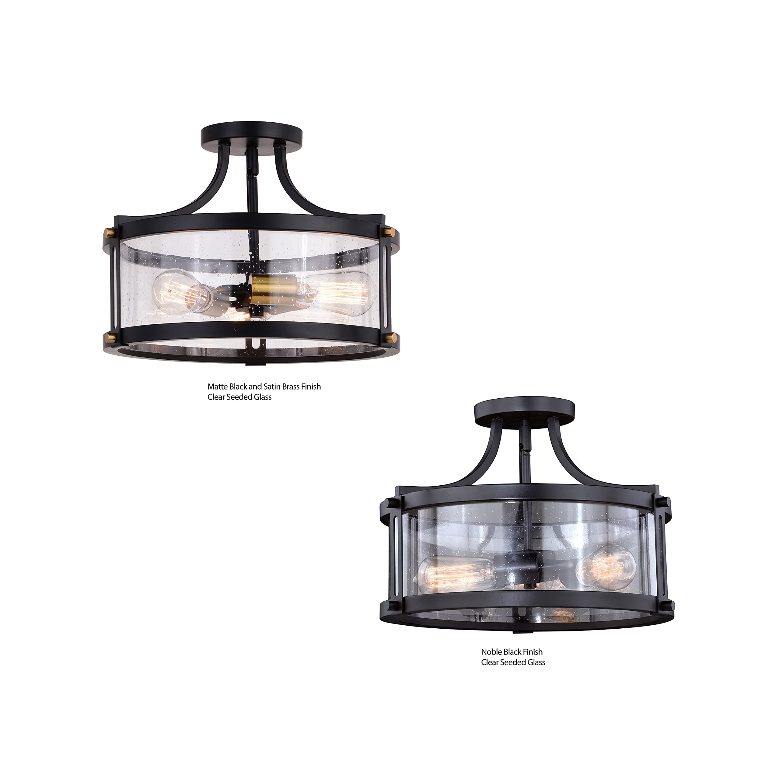 VAXCEL Holbrook 15.75-inch Wide Bronze Semi Flush Mount Ceiling Light Fixture with Clear Glass Shade - Perfect for Bedroom, Living Room, and Hallway Lighting