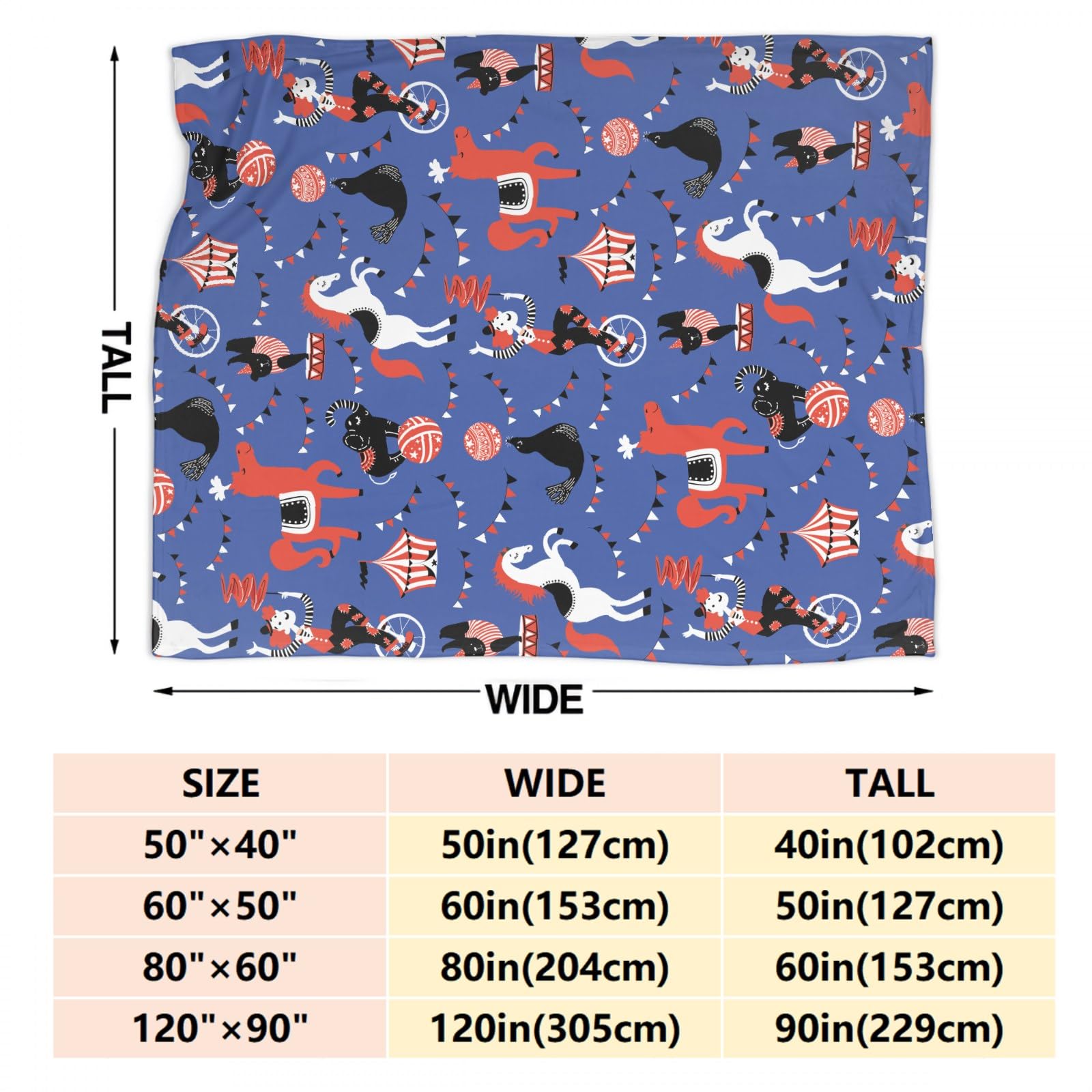 Clown Circus Soft Fleece Blanket - All Season Cozy Throw for Bed, Sofa & Couch (50x40 Inches) - Perfect for Movie Nights, Camping & Home Decor
