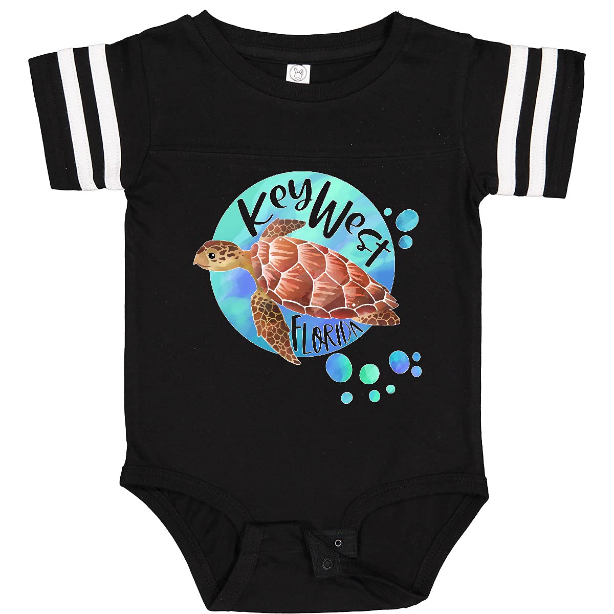 Inktastic Key West Florida Swimming Sea Turtle with Bubbles Baby Bodysuit - Cute Infant Onesie for Beach Vacation & Summer Outfits