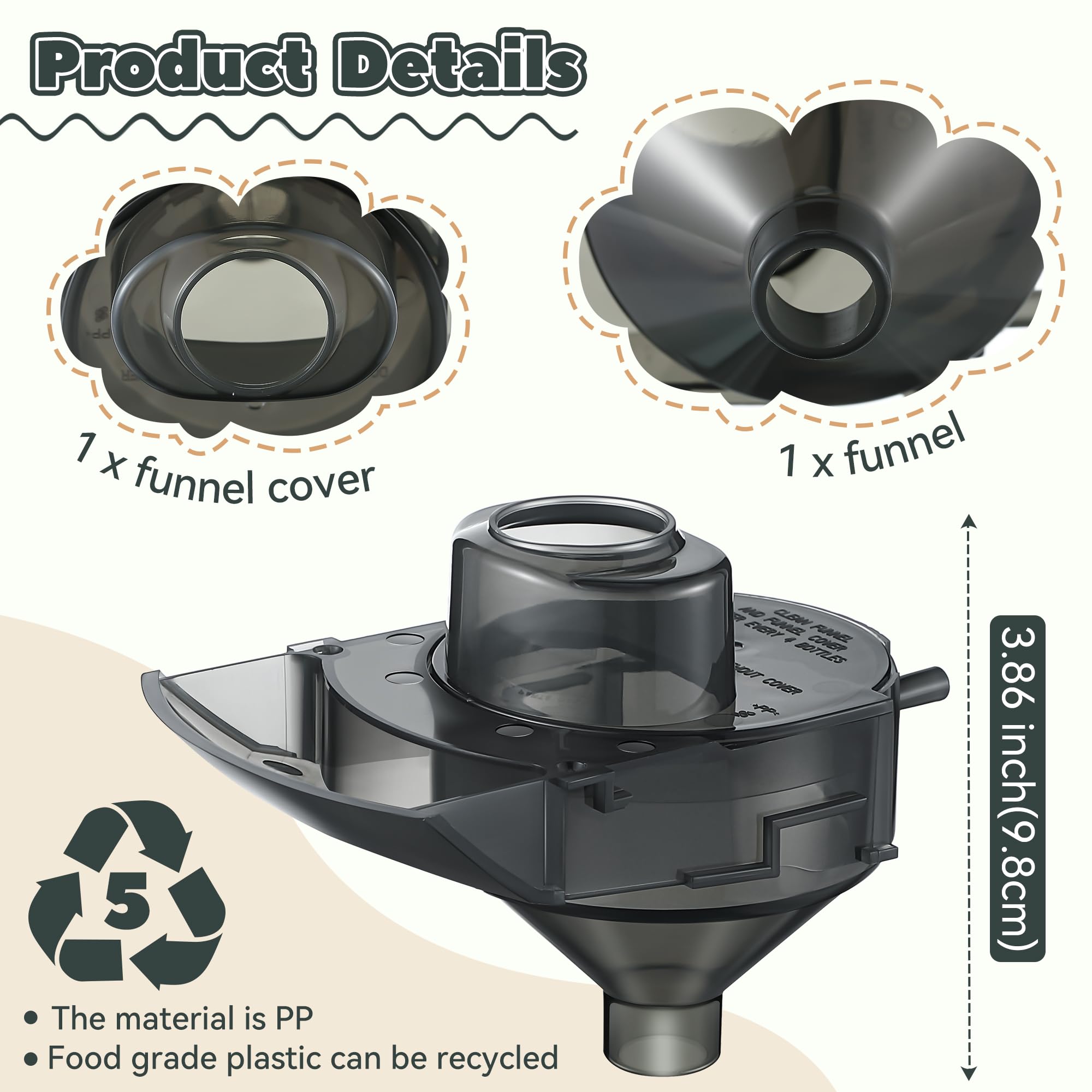 2-Pack Baby Formula Dispenser Replacement Funnel Set - Compatible with Baby Brezza Formula Pro & Advanced - Grey Replacement Parts with Cover - Perfect for Quick & Mess-Free Bottle Feeding at Home or Travel