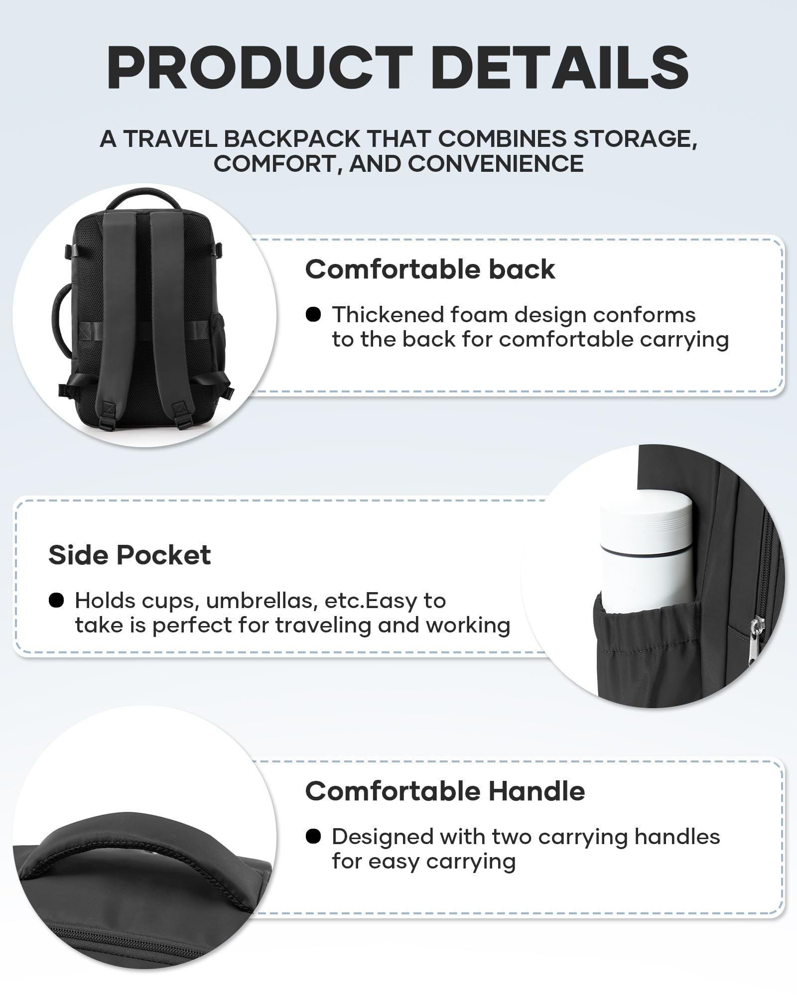 Lightweight Travel Backpack for Women & Men - Airplane Approved Carry-On Laptop Backpack with USB Charging Port | Perfect for Business Trips, College Students & Weekend Getaways