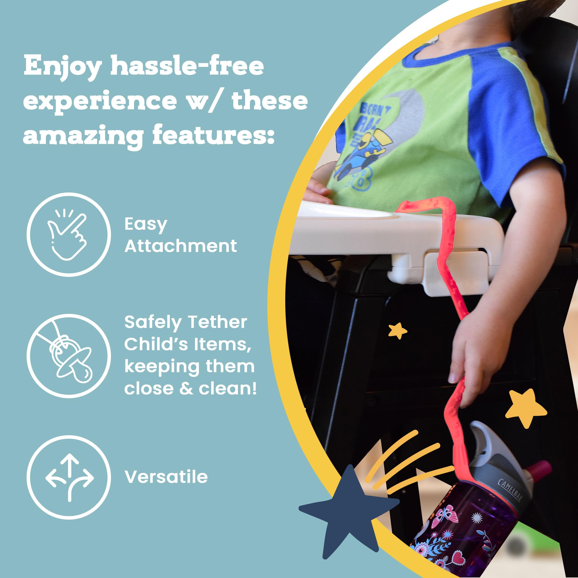 Brillibaby Cup Catcher - Patented Safety Tether Strap for Sippy Cups, Bottles, Toys & Pacifiers | Securely Attaches to Strollers, High Chairs & Car Seats | Made in USA, Food Grade & Dishwasher Safe (Lavender) | Perfect for On-the-Go Parents & Toddlers at Parks, Restaurants & Travel