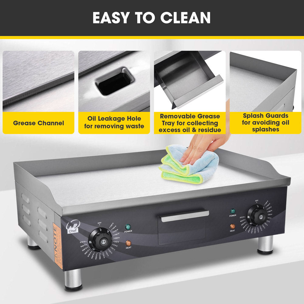 TheLAShop Commercial Electric Griddle - 24 Inch Countertop Grill, 3500W 220V - Perfect for Restaurants, Food Trucks & Home Kitchen Use