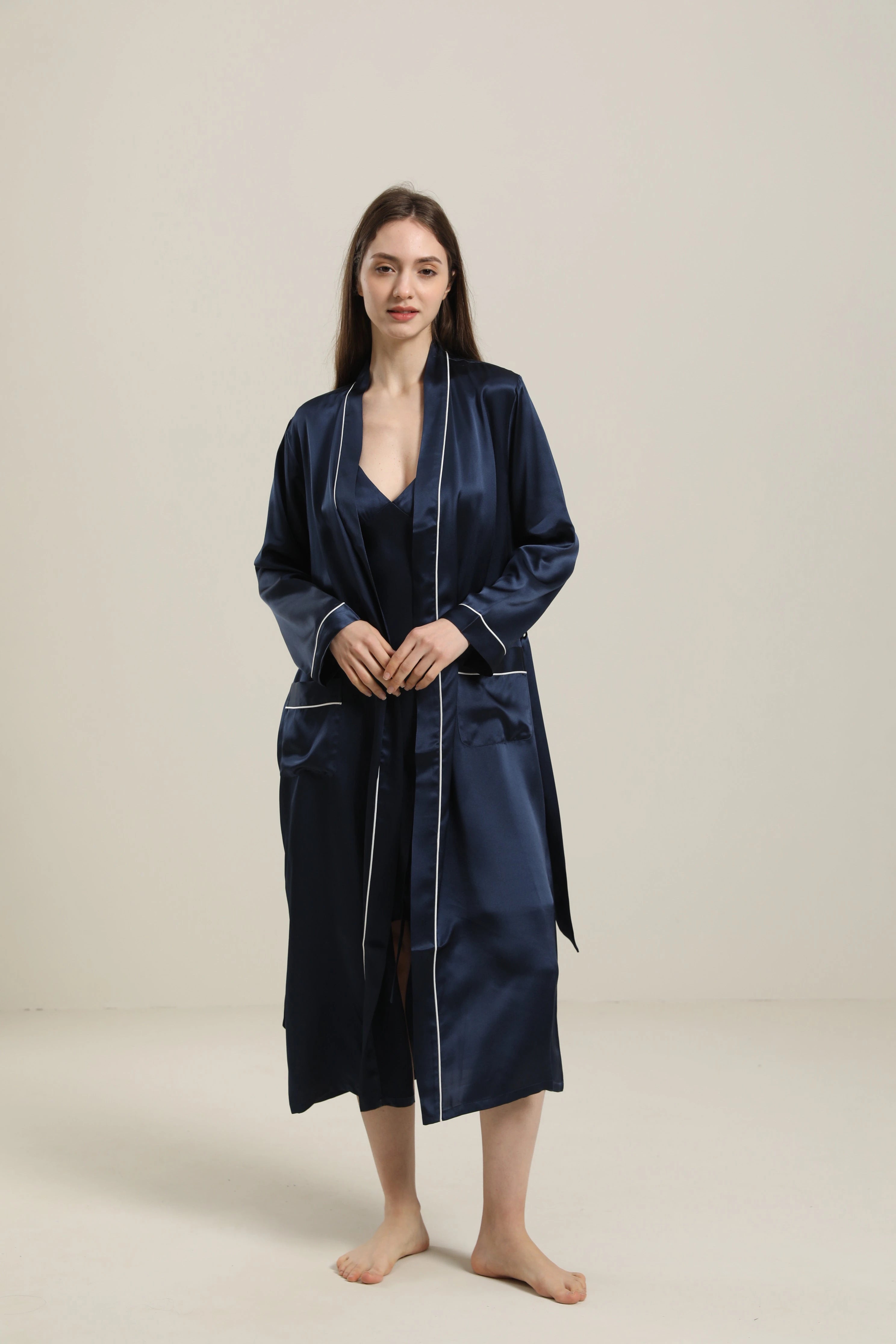 Luxury Washable Pure Color Silk Robe for Women - Soft & Comfortable Sleepwear, Loungewear & Spa Robe - Perfect for Relaxing at Home, Bridal Gifts & Hotel Bathrobes