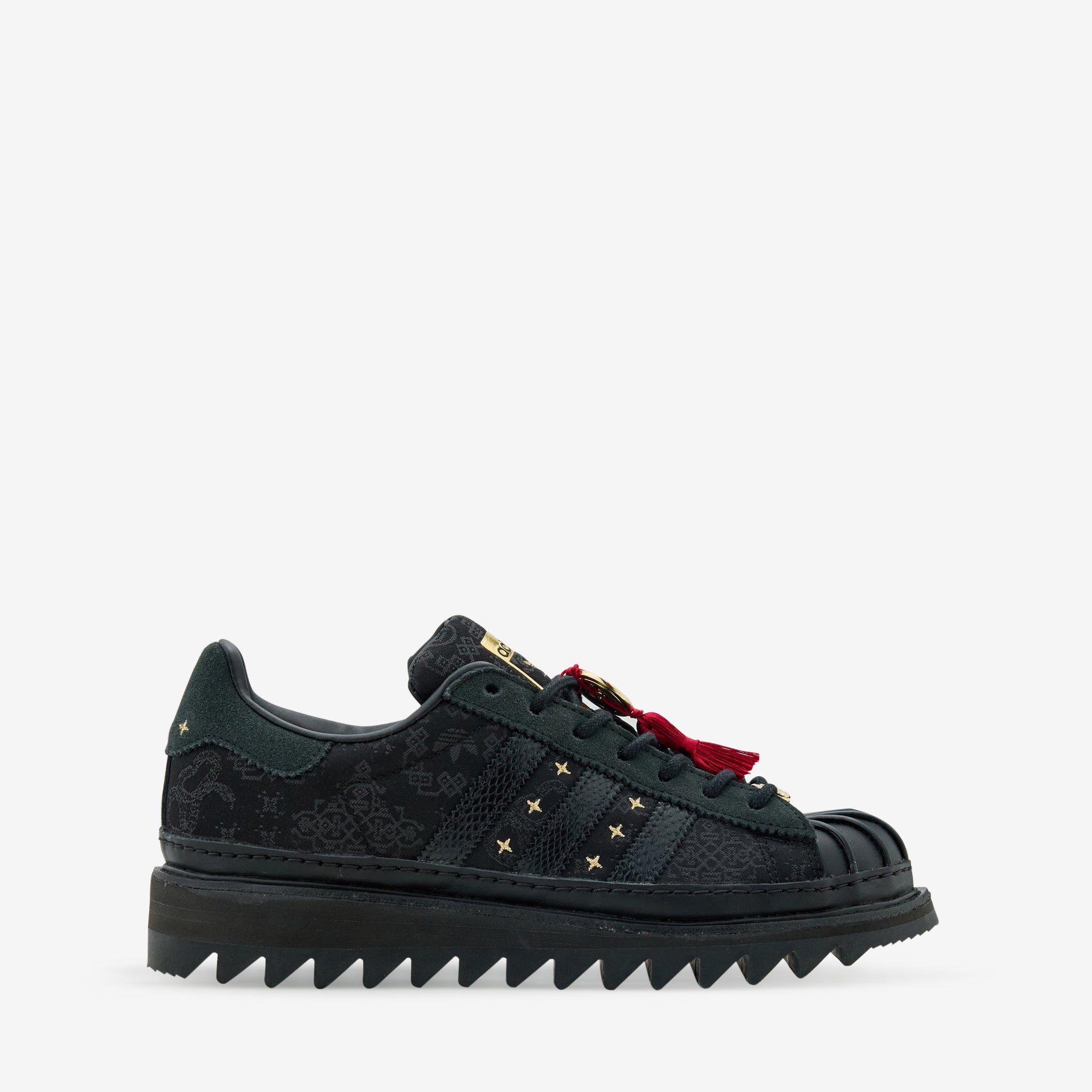 CLOT by Edison Chen x LNY Superstar Core Black Carbon Gold Metallic Sneakers - Limited Edition Streetwear Shoes for Men | Perfect for Urban Fashion & Lunar New Year Celebrations