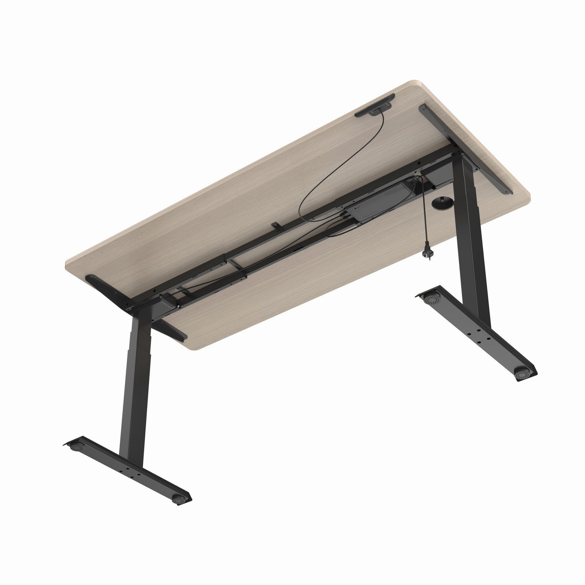 MARLO Single Workstation with Adjustable Height Lift - 1.6M Height Adjustable Standing Desk in Premium Oak & Black Finish - Perfect for Home Office, Study, and Workspace Ergonomics