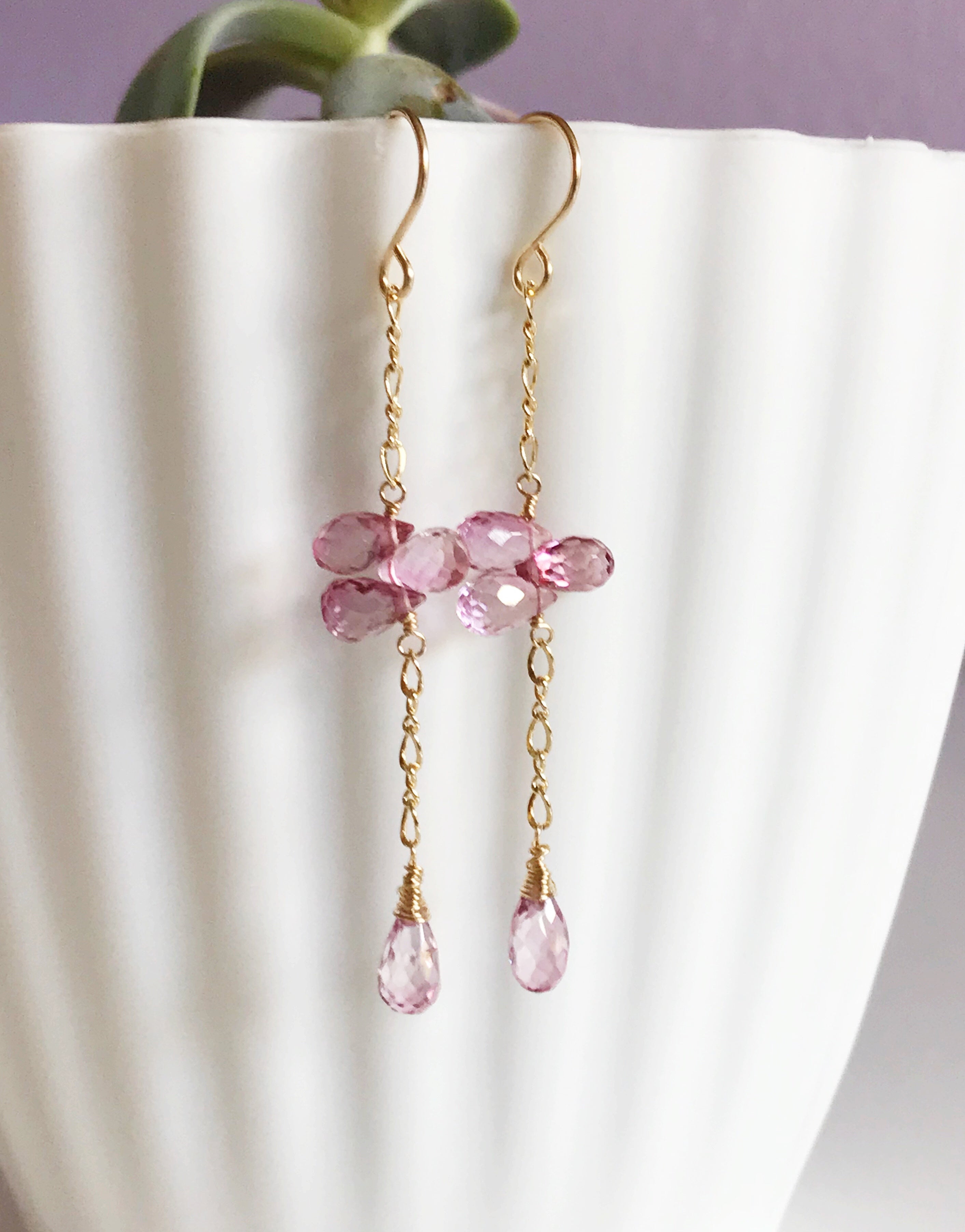 LEILA Pink Topaz Earrings for Women - Elegant Rose Gold Stud Earrings (E452) | Perfect for Weddings, Parties & Everyday Wear