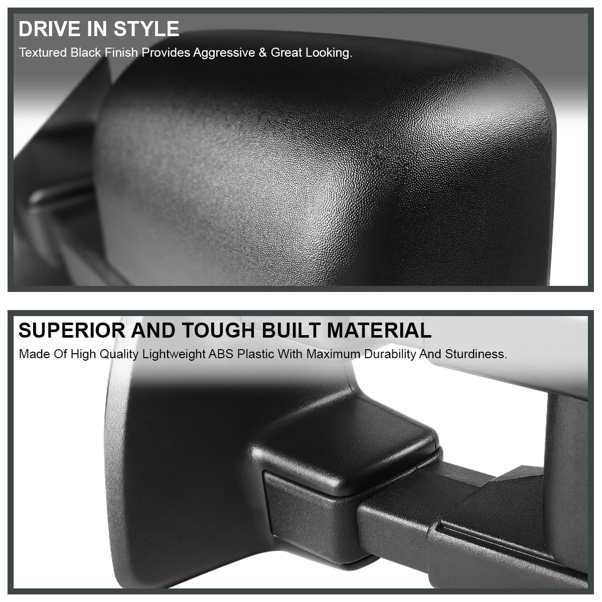 Spec-D Tuning Black Power Heated Towing Mirrors with Smoke Turn Signal - Compatible with 1999-2016 Ford F250 F350 F450 Super Duty Trucks - Perfect for Towing, Off-Roading & Winter Driving