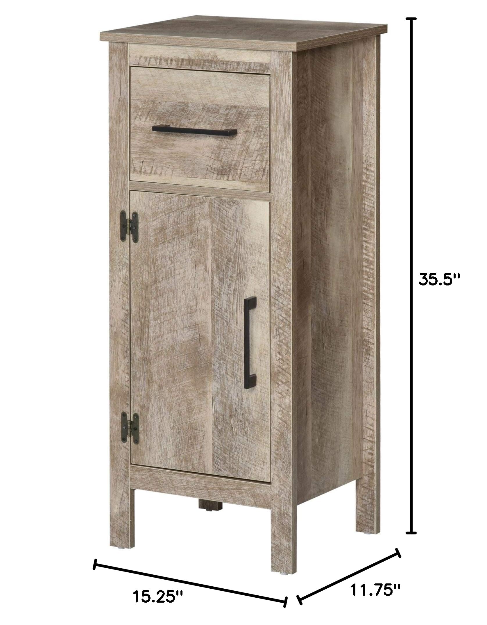 Modern Bathroom Floor Cabinet with Drawer & Adjustable Shelf - Barnwood Yellow Storage Cupboard for Bathroom, Entryway or Living Room - Perfect for Organizing Towels, Toiletries & Home Decor