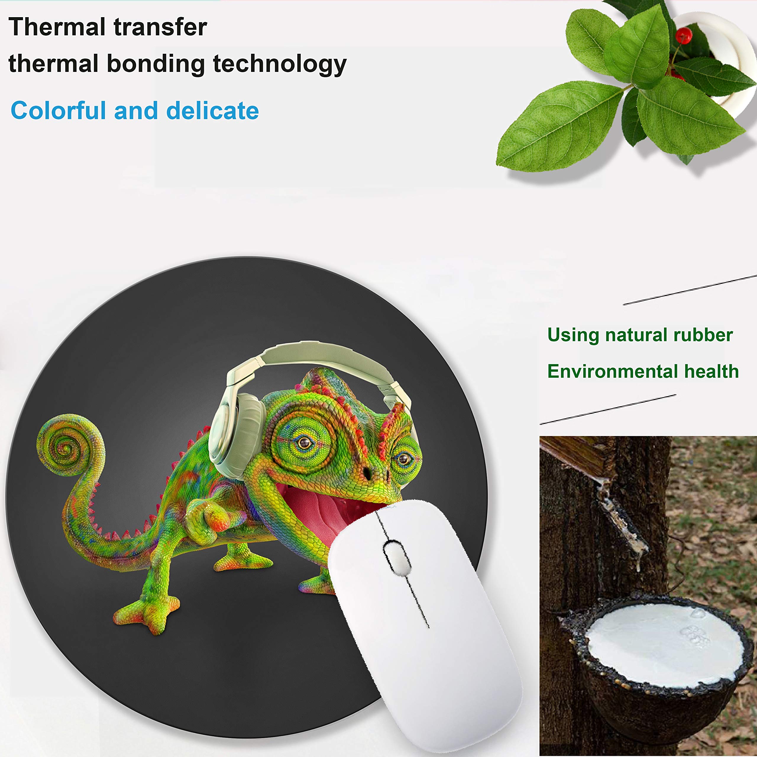 Custom Non-Slip Rubber Mouse Pad for Wireless Mouse - Personalized Chameleon Design Computer Mousepad for Office & Gaming Use