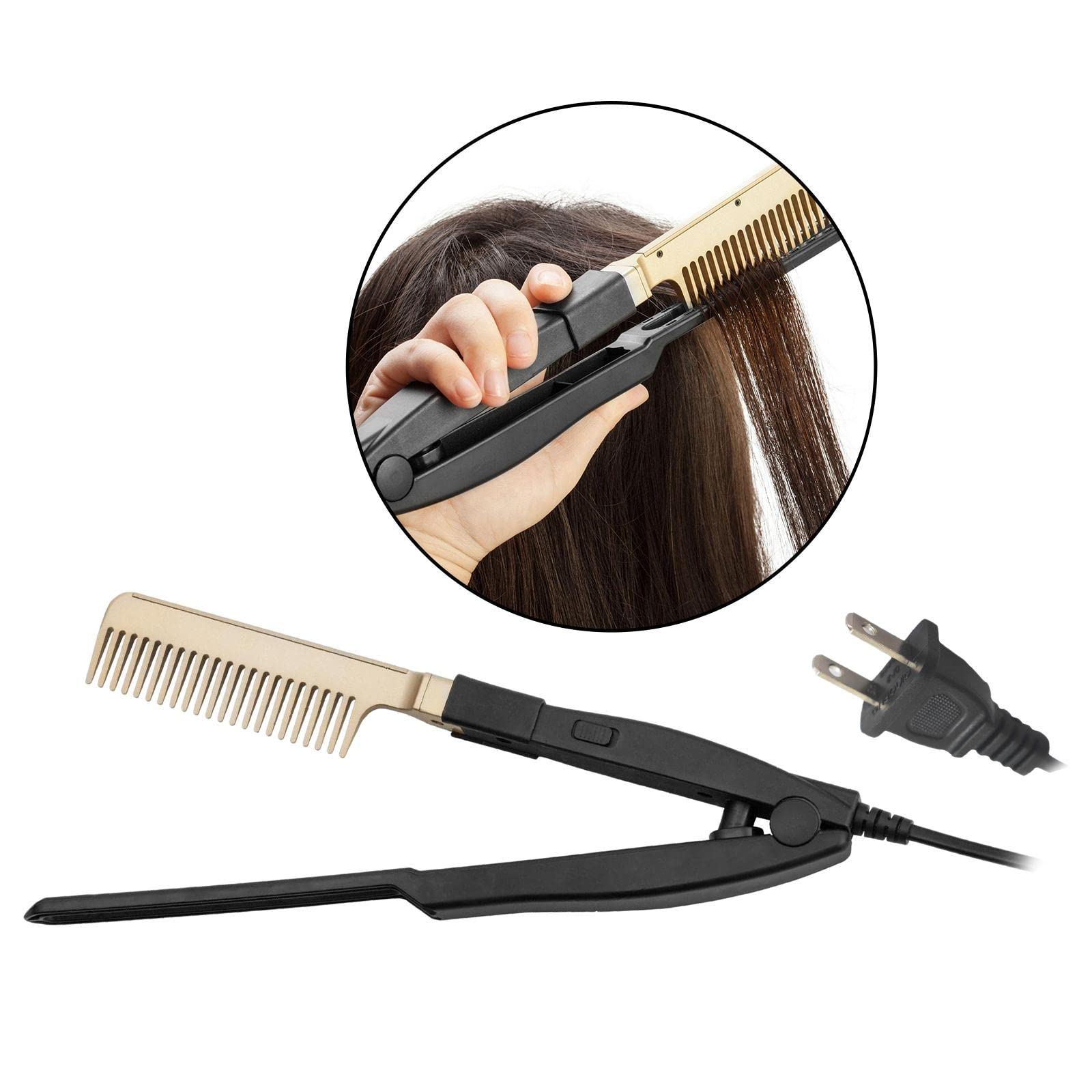 Portable Electric Hair Straightener Brush - Fast Heating Wet & Dry Hair Styling Tool for Smooth & Shiny Hair | Perfect for Travel, Home & Salon Use