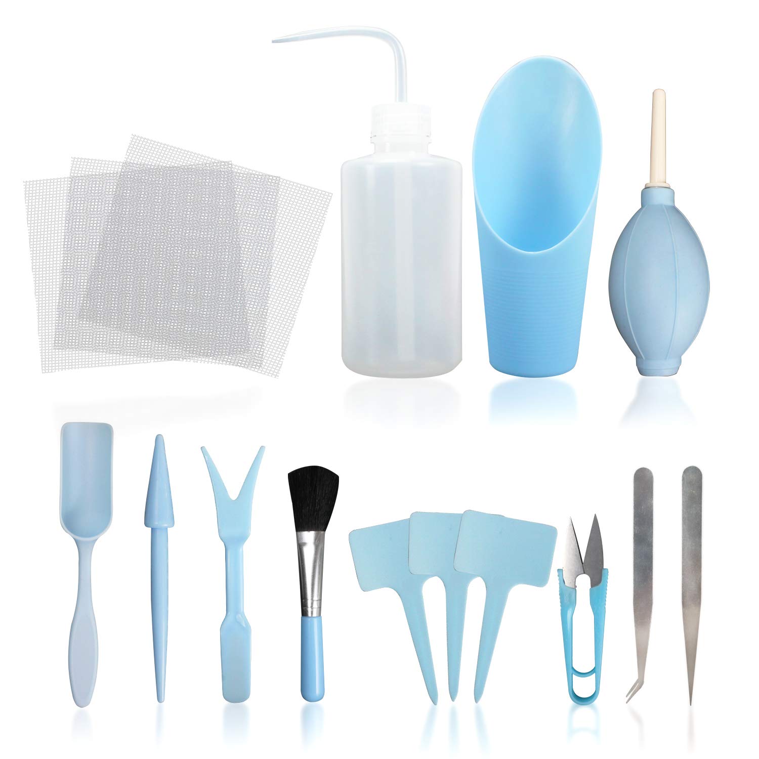KALIM 12-Piece Succulent Plant Tools Set - Mini Gardening Tools for Planting & Transplanting - Indoor Plant Care Kit for Miniature Gardens (Blue) - Perfect for Home Decor, Office Plants & DIY Gardening Projects