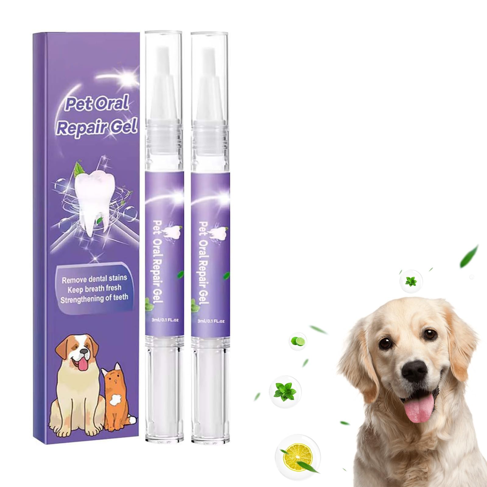 Cvreoz Pet Teeth Whitening Gel - Oral Care for Fresh Breath & Cleaning - 2PCS