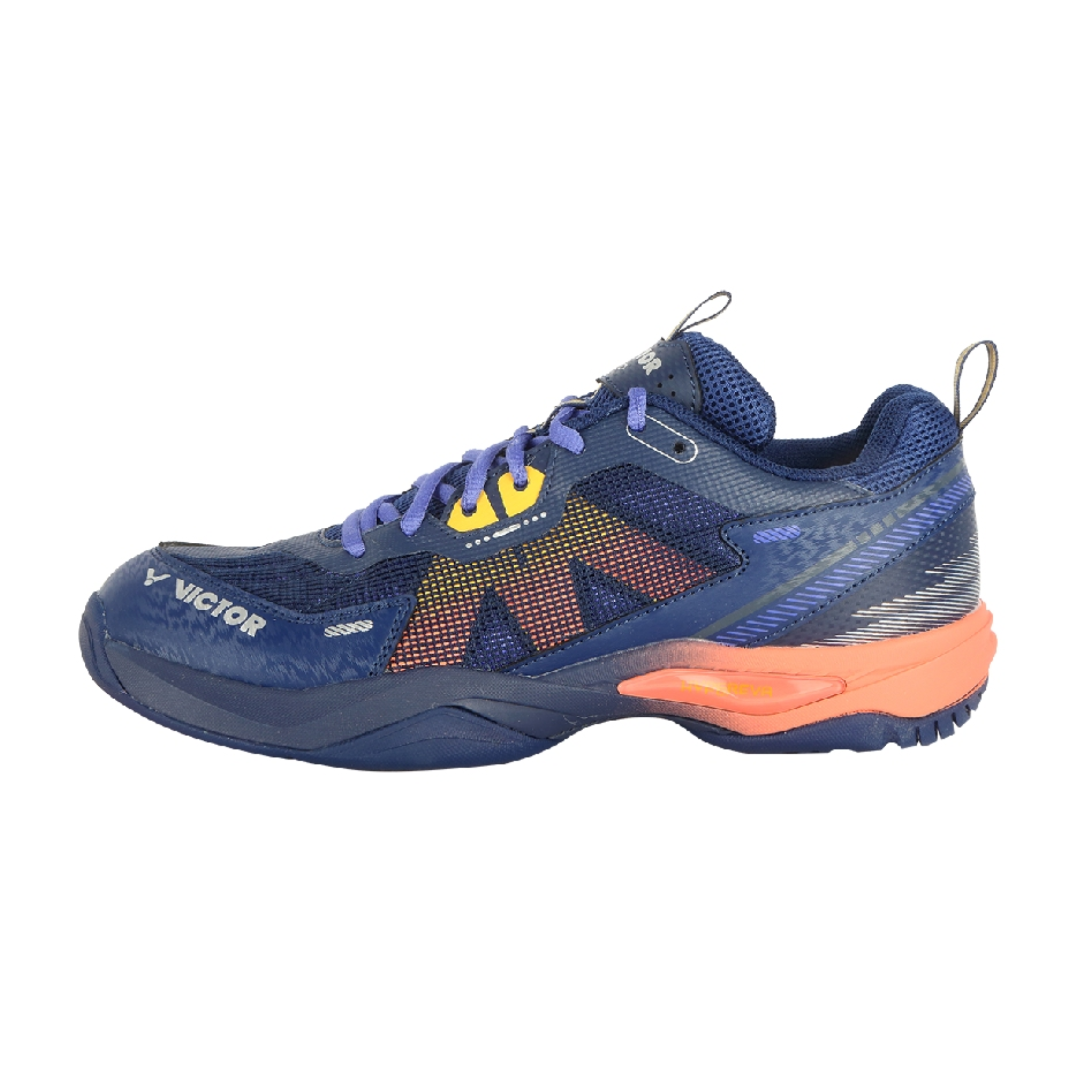 Victor S82TD Badminton Court Shoes for Men & Women - Medieval Blue/Neon Orange - Lightweight Non-Slip Indoor Sports Shoes for Badminton, Tennis, Squash & Volleyball