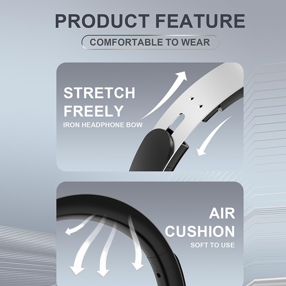 AYI Premium Active Noise Cancelling Bluetooth Headphones - Over Ear Wireless Headset with Detachable Mic, HiFi Stereo Sound, 40H Playtime for Gaming, Work, Travel - Compatible with iPhone, Android, TV, Laptop (Black) - Perfect for Office, Commuting & Home Entertainment