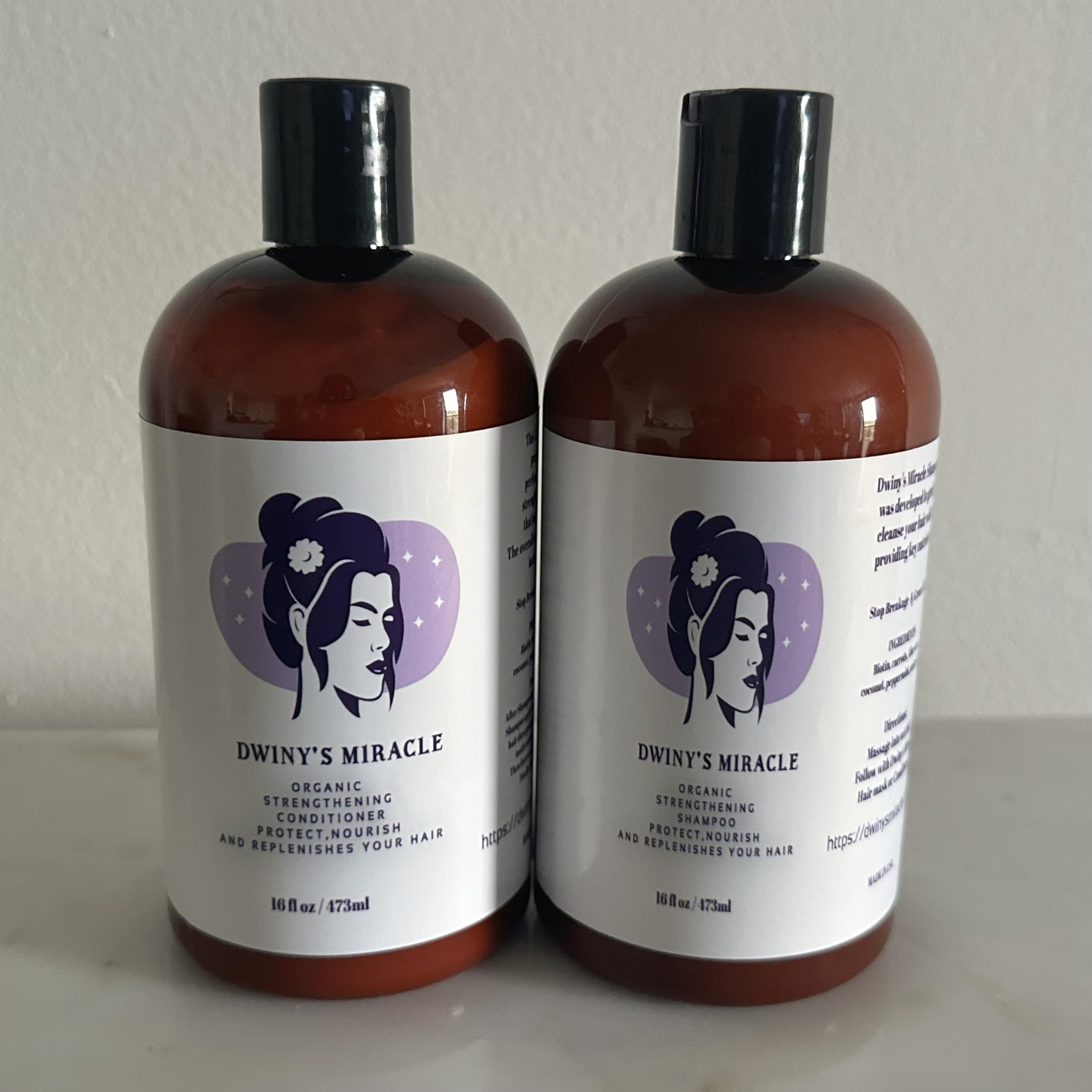 Dwiny's Miracle Nourishing Shampoo & Strengthening Conditioner Set - 8.25 Fl Oz (2 Pack) - Beige - For Dry, Damaged Hair Repair & Scalp Care - Perfect for Home & Salon Use