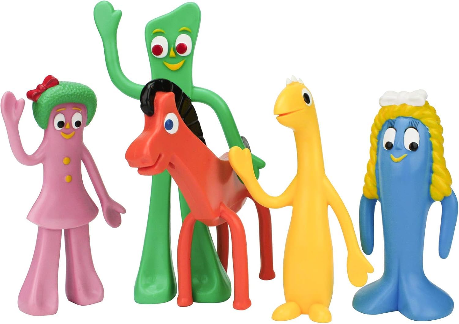 Gumby & Friends Action Figure Set - Flexible & Poseable Classic Toy Gift for Kids | Durable Multicolor Collectible Figures for Play, Display & Nostalgic Fun
