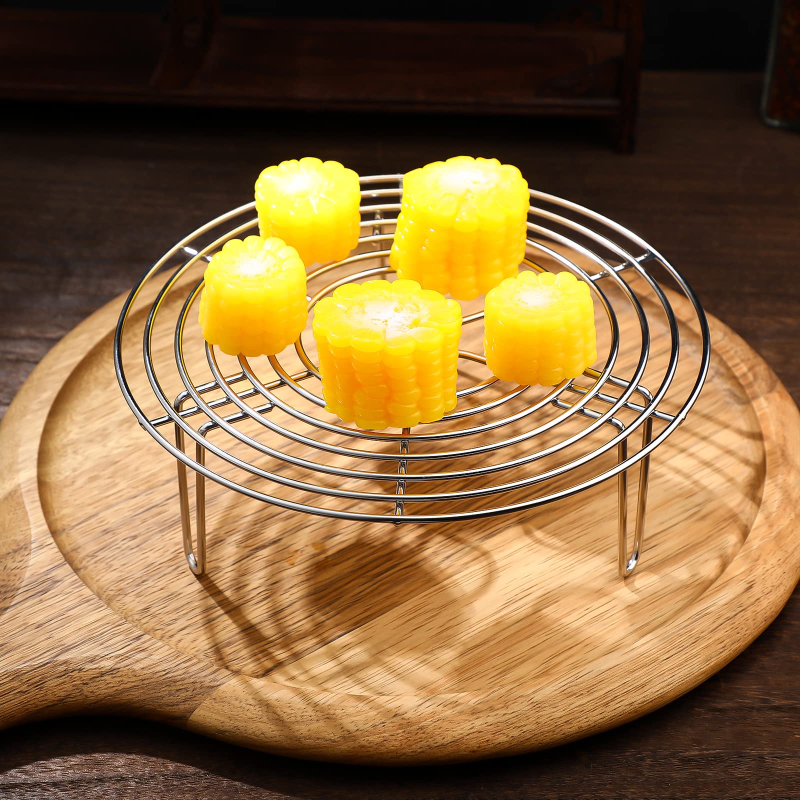 Hemoton Stainless Steel Round Cooling Rack for Baking, Cooking, Steaming - Fits Air Fryer, Stockpot & Pressure Cooker | Perfect for Cooling Cookies, Roasting Veggies & Multi-Purpose Kitchen Use