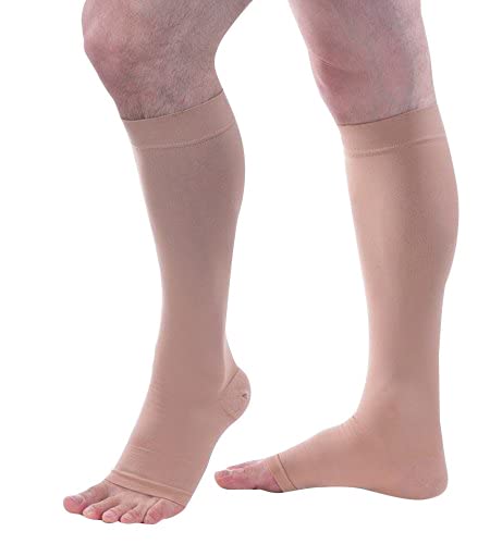Allegro 30-40 mmHg Open Toe Knee High Compression Stockings for Women & Men - Medical Grade Surgical Support Socks (300/301) - Ideal for Post-Surgery Recovery, Varicose Veins & Travel Comfort