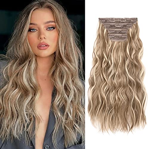 4PCS Clip-in Synthetic Hair Extensions - Long & Thick Hair Extensions for Women - Perfect for Parties, Weddings & Everyday Styling
