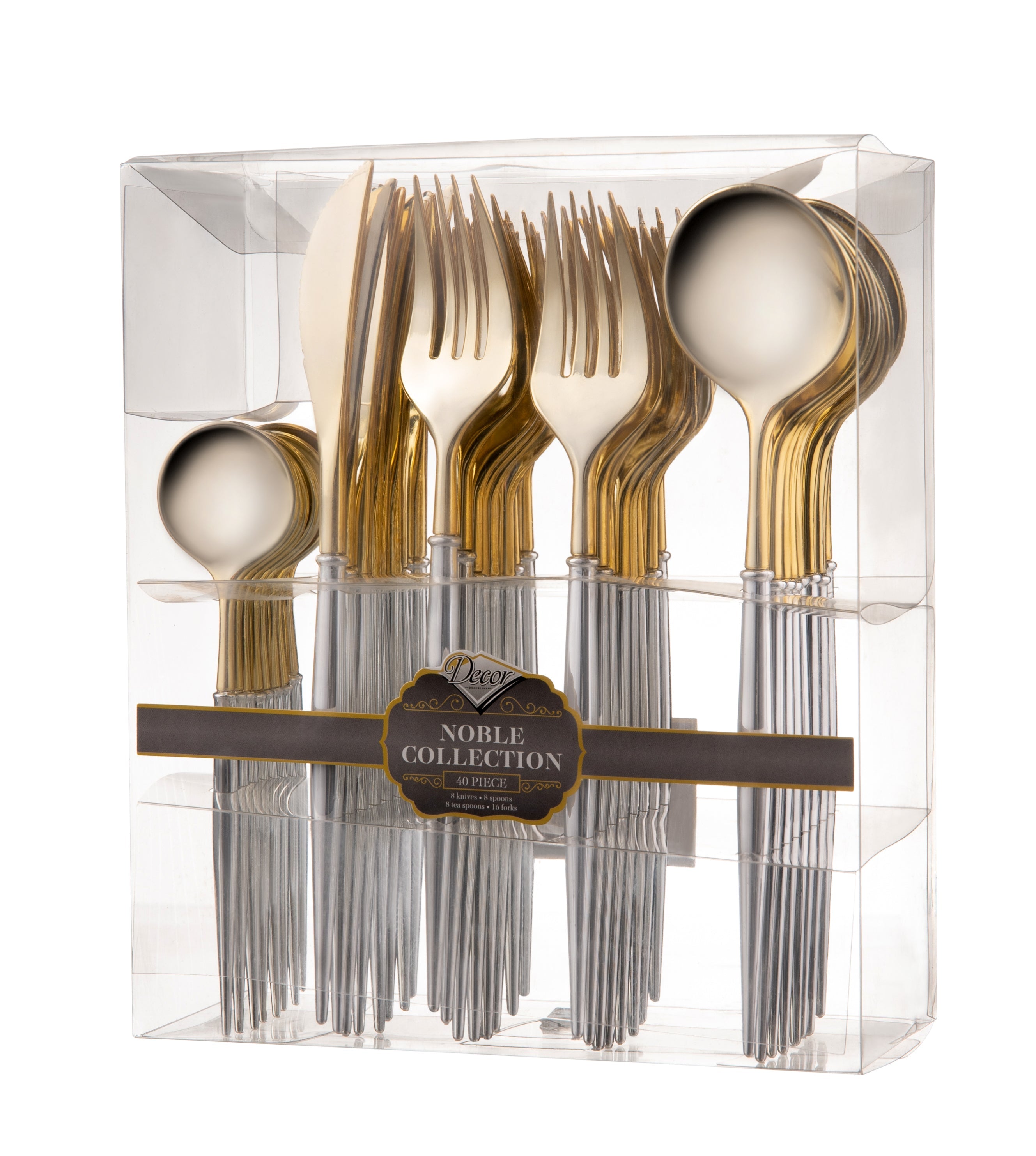 Premium 40-Piece Gold and Silver Flatware Set for 8 - Elegant Stainless Steel Cutlery for Formal Dining, Wedding Gifts & Special Occasions