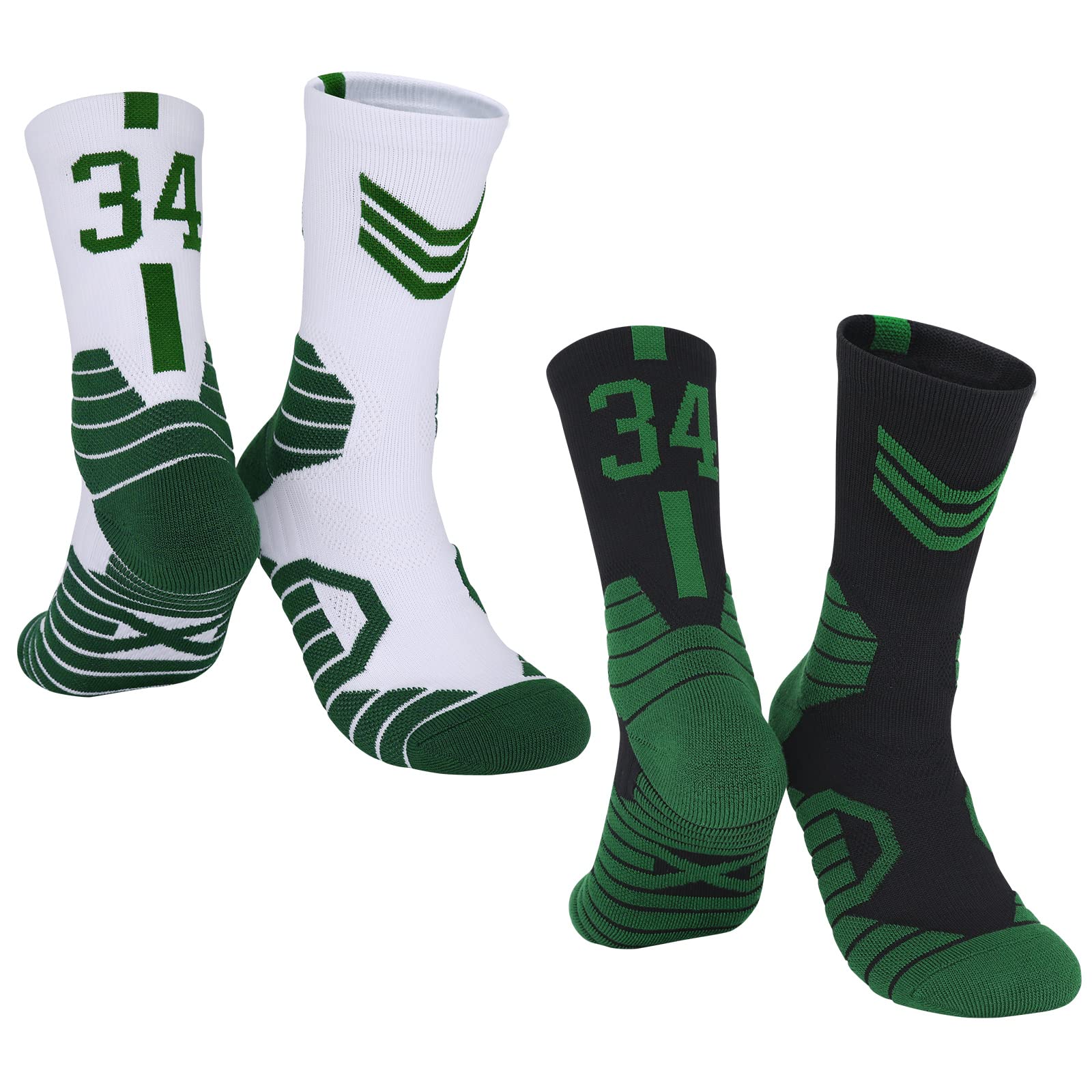 Basketball Socks for Men & Boys - 2 Pairs Team Socks for Sports & Training