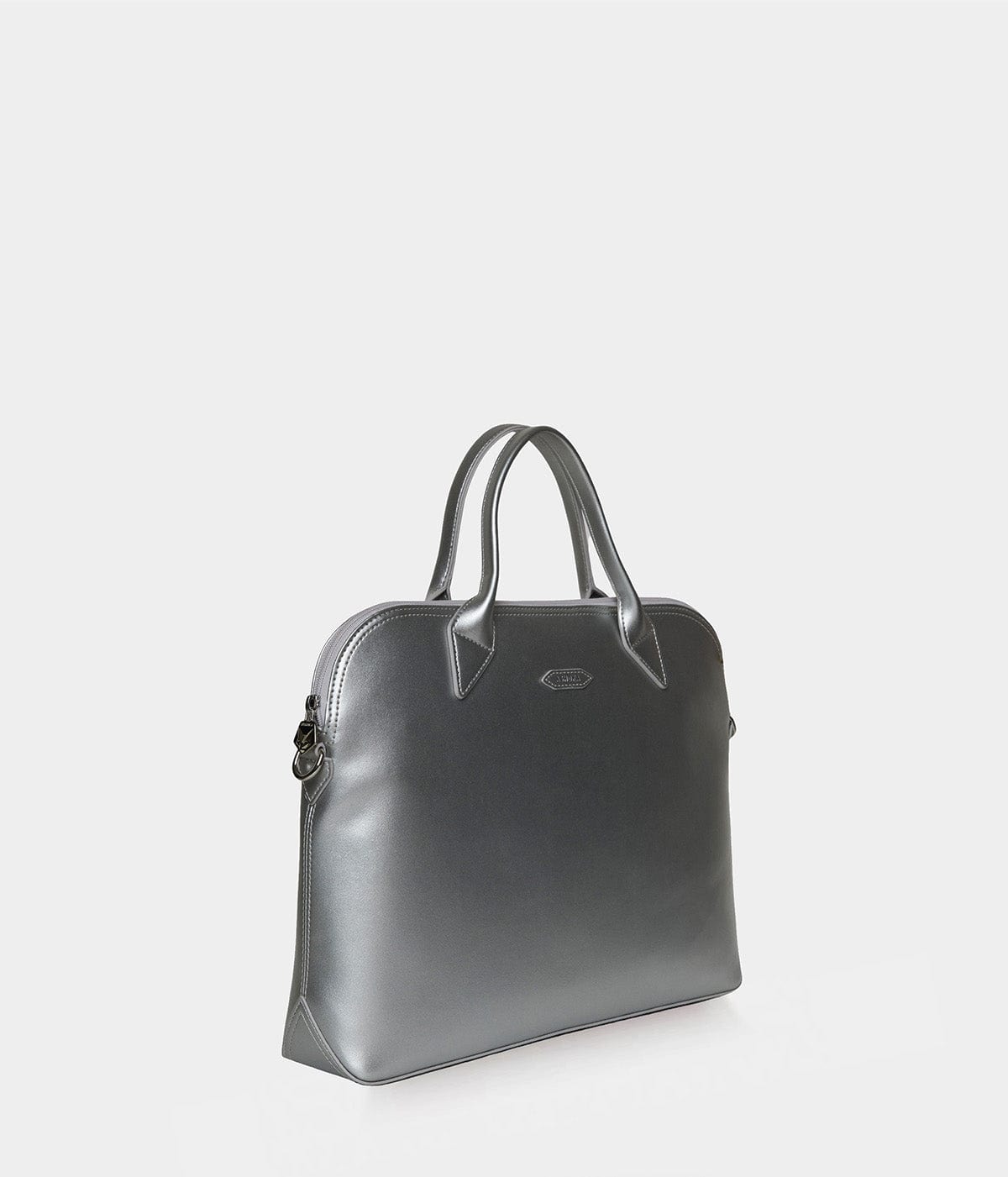 Vegan Apple Leather Briefcase for Women & Men - Eco-Friendly Silver Business Bag | Perfect for Office, Work, Travel & Professional Meetings