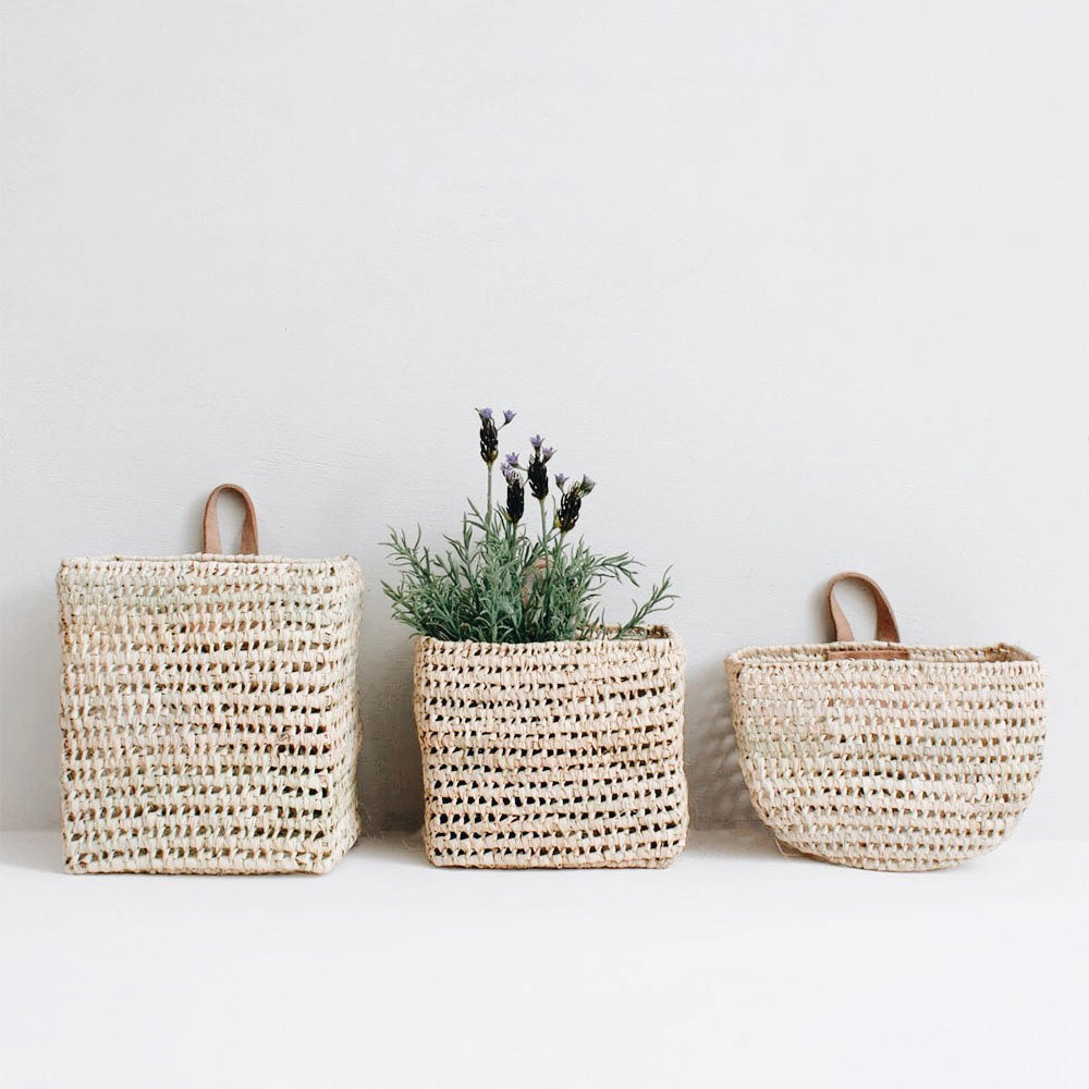 Stylish Wall Hanging Basket Trio Set - Rustic Home Decor for Plants & Flowers - Perfect for Indoor/Outdoor Use in Living Room, Patio or Garden