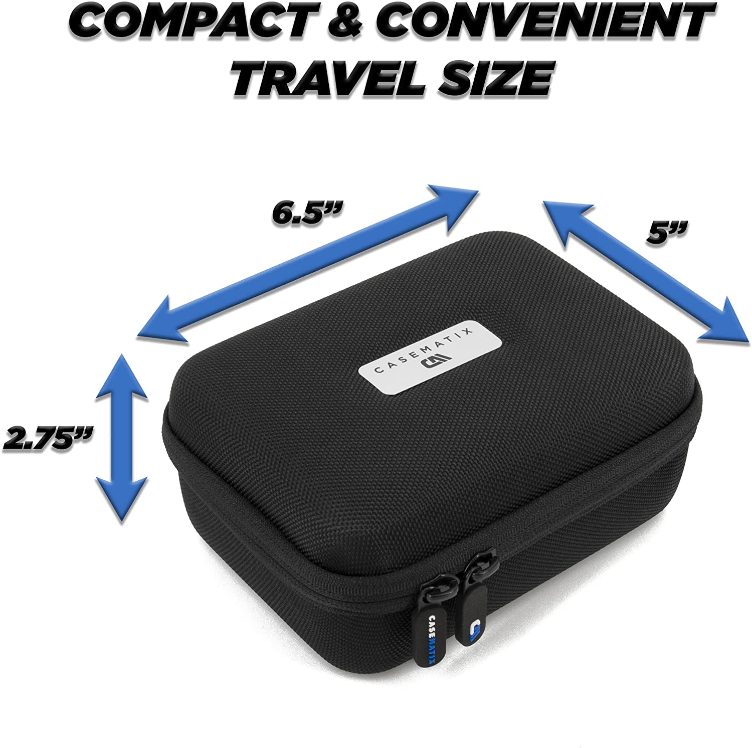 CASEMATIX Hard Shell Travel Watch Case for 2 Watches - Durable Protective Watch Box with Plush Foam Cushions & Carry Handle - Perfect for Business Trips, Vacations & Luxury Watch Storage