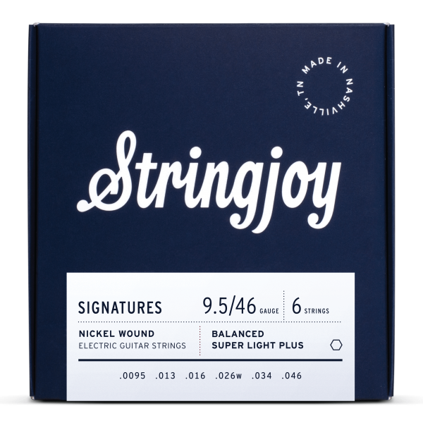 Stringjoy 9.5-46 Balanced Super Light Plus Gauge Electric Guitar Strings - Nickel Wound Signature Series for Smooth Playability & Bright Tone | Perfect for Rock, Blues & Studio Recording